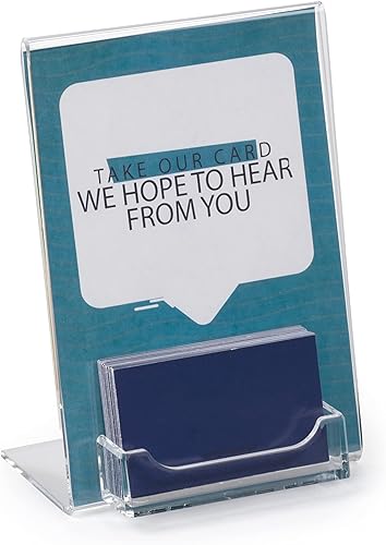 Displays2go Juego de 10 soportes de acrílico transparente de 5 x 7 pulgadas con pantalla de tarjetas de visita para uso de mesa, diseño