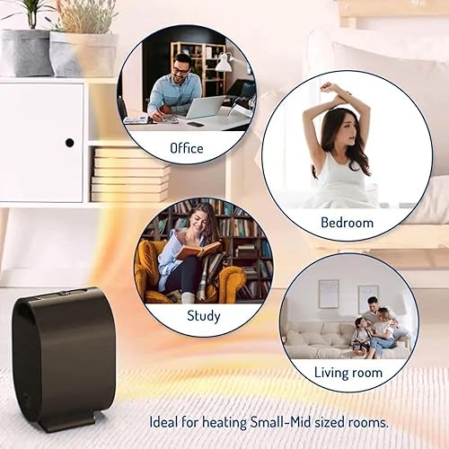 Miniatura 9 de Calentador eléctrico portátil, calentador de cerámica PTC morado mate con termostato para calentamiento rápido, ideal para uso silencioso y seguro