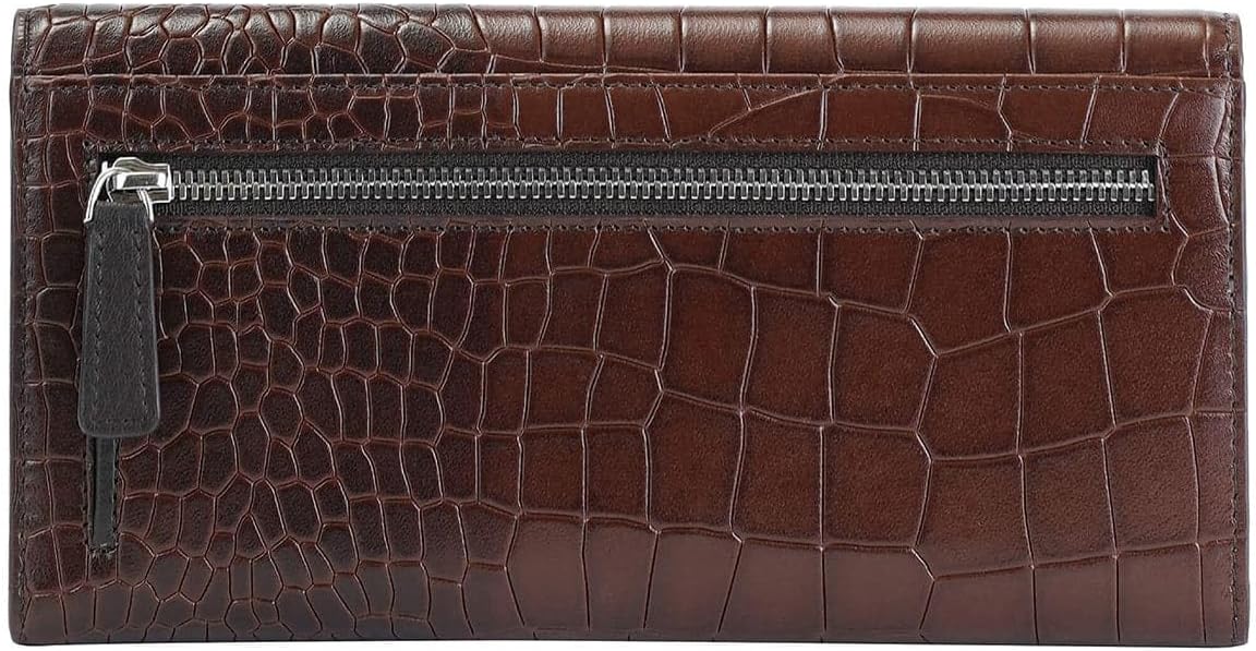 Croco2 Red Women’s Trifold Wallet with Enhanced RFID Security, Red