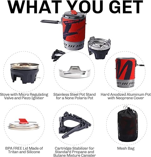 Miniatura 4 de Fire Maple Polaris - Sistema de cocina  Estufa portátil de mochilero con válvula microregulada  Juego de ollas eléctricas de chorro  Caldera de agua