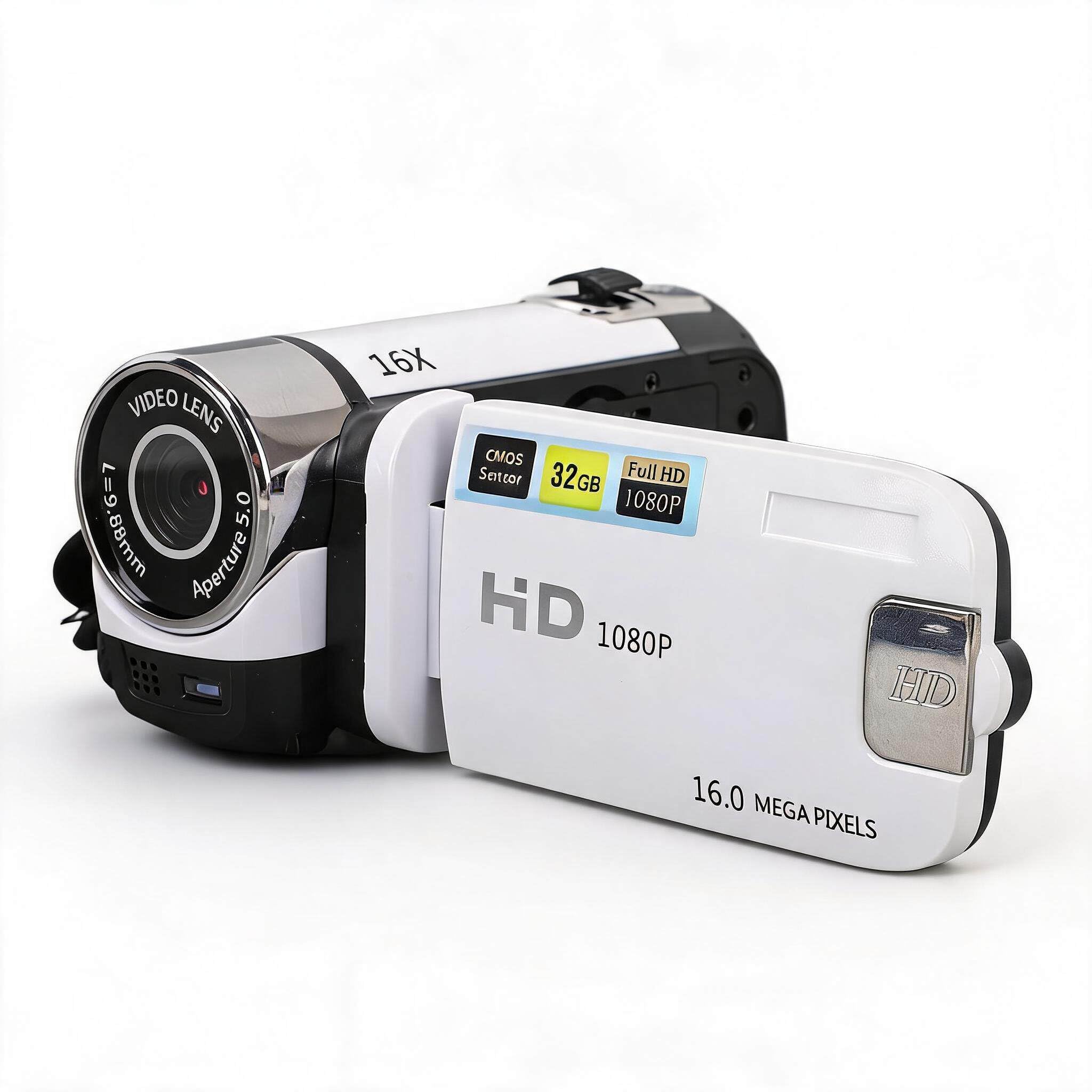 Bewinner Videocamera portatile Mini DV da 16 MP,Zoom digitale 16X,Fotocamera per foto 1080P con schermo LCD da 2,7 pollici, anti-vibrazione, selfie con timer e, Enchufe europeo 100-240 V