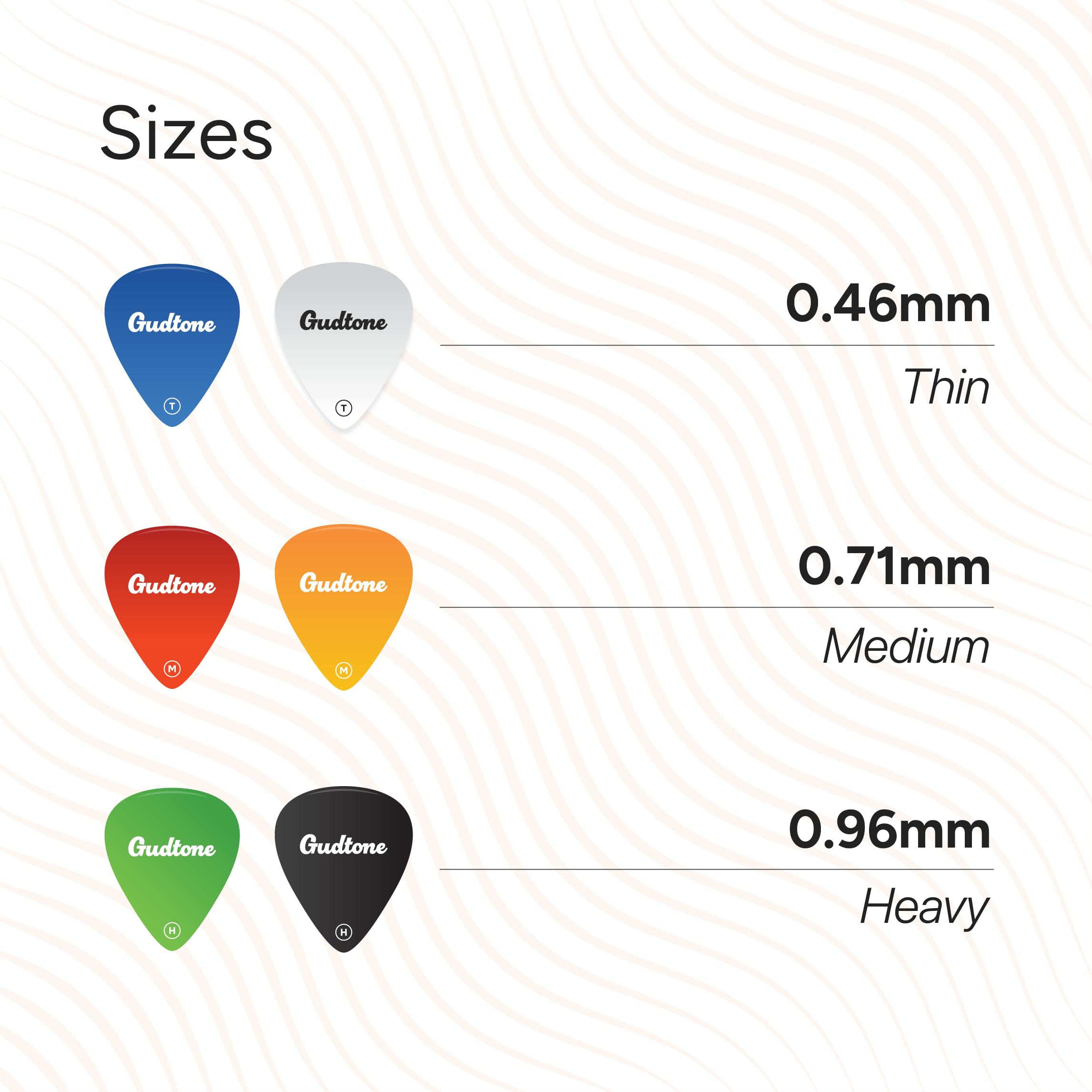 Gudtone Celluloid Guitar Picks Pack of 6 Includes Sliding Tin Box & Holder, Thin, Medium & Heavy Thickness, Random Colors 2