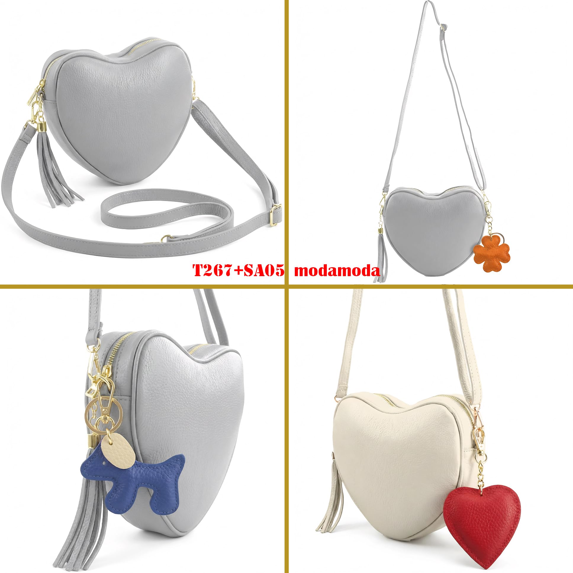 modamoda de T267 Borsa a tracolla da donna in pelle a forma di cuore, made in Italy
