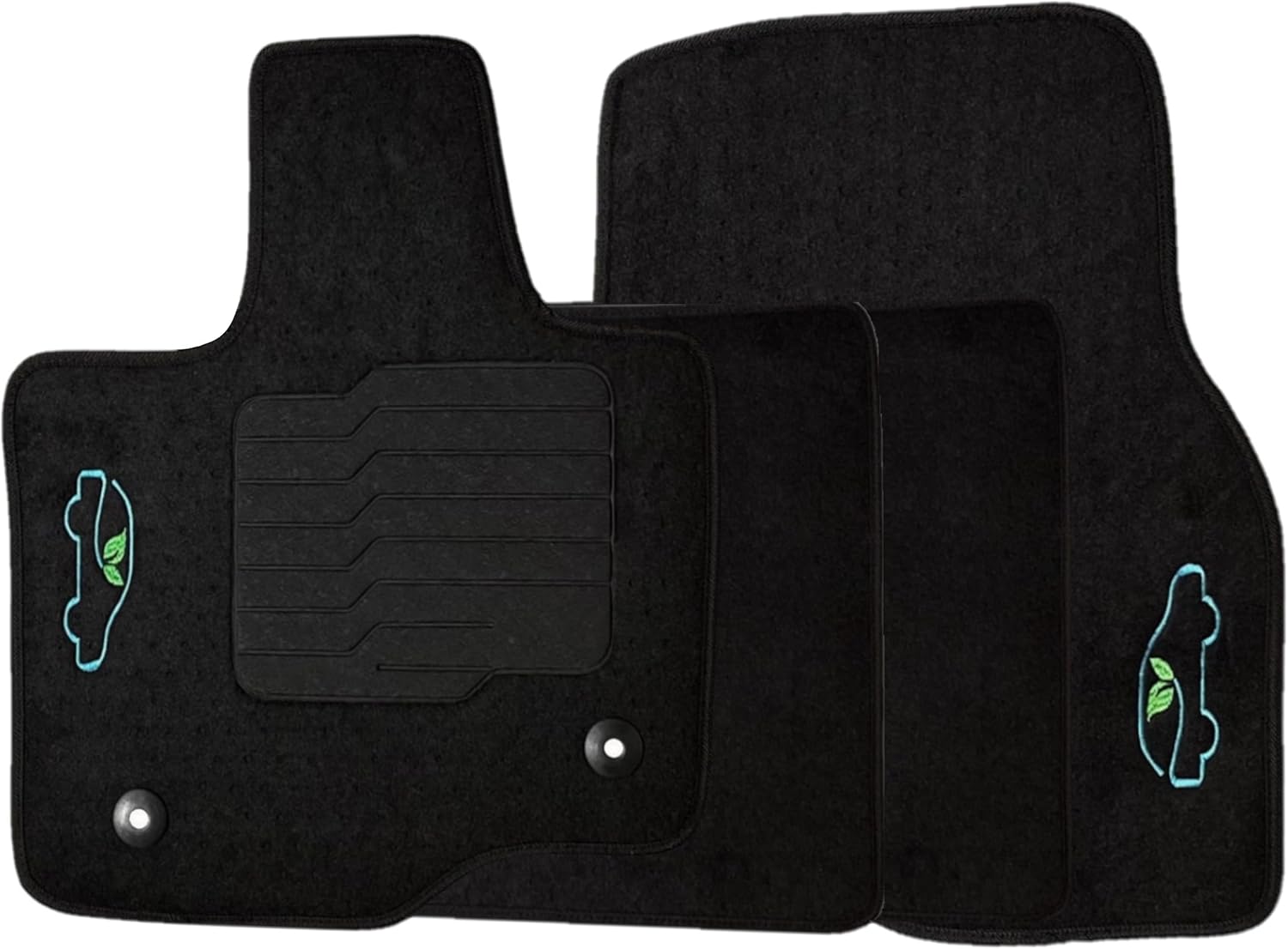 ecoMats Carpet Floor Mats for 2015 to 2020 Ford F-150 Crew/SuperCrew Cab with Driver Non-Slip Heel Pad and Safety Locks, Front and Rear Row, Black, Ford F150