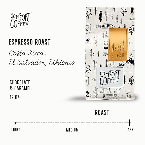 Miniatura 2 de Mt. Comfort Coffee Espresso Roast, bolsa de 12 onzas, notas de sabor de chocolate y caramelo, granos enteros tostados