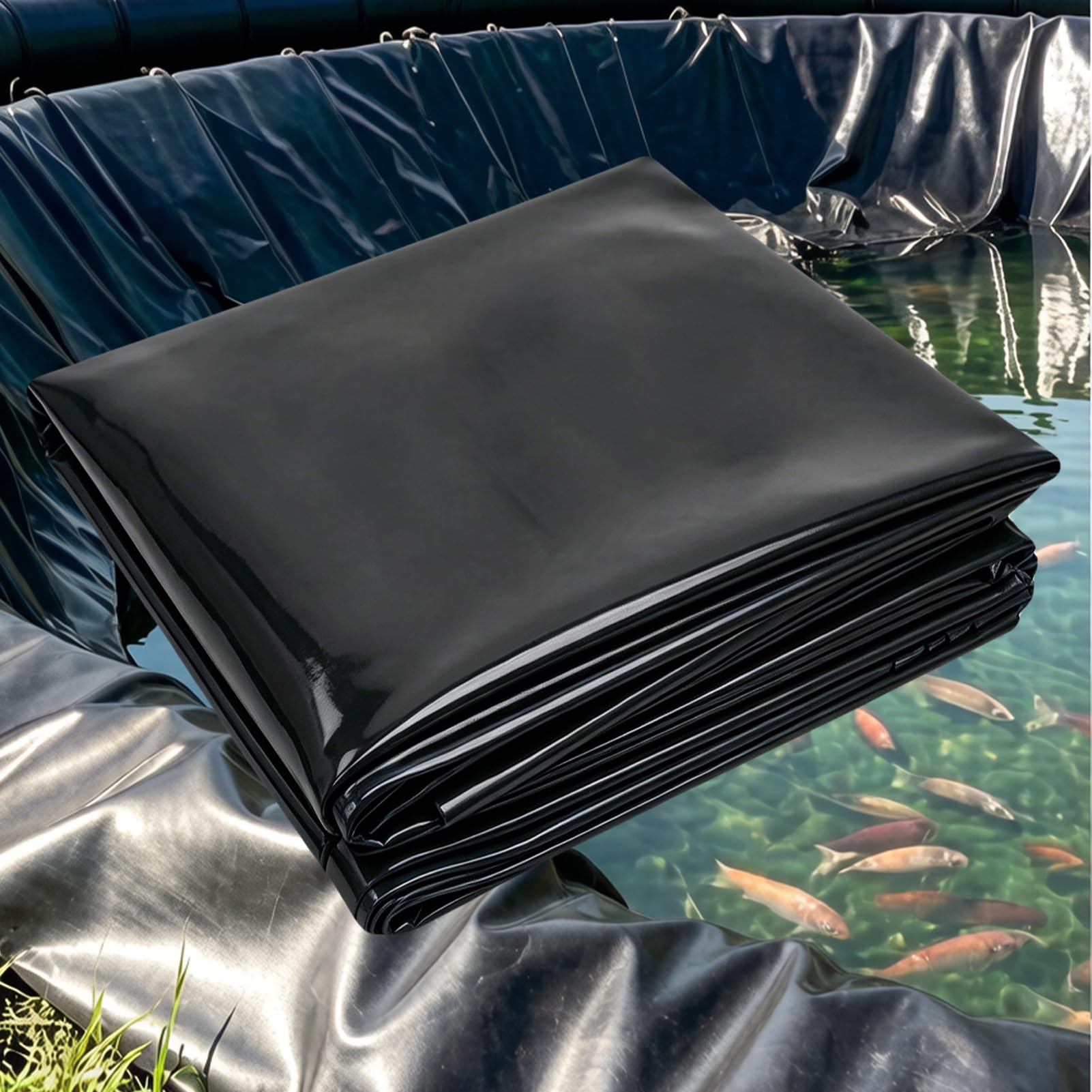 Revestimiento para Estanque Negro HDPE | 3x5m 5x7m 6x6m 7x8m 8x10m 10x12m Base para estanques Koi Exterior | Película Sellado Membrana Prueba Humedad para embalses(5x7m)