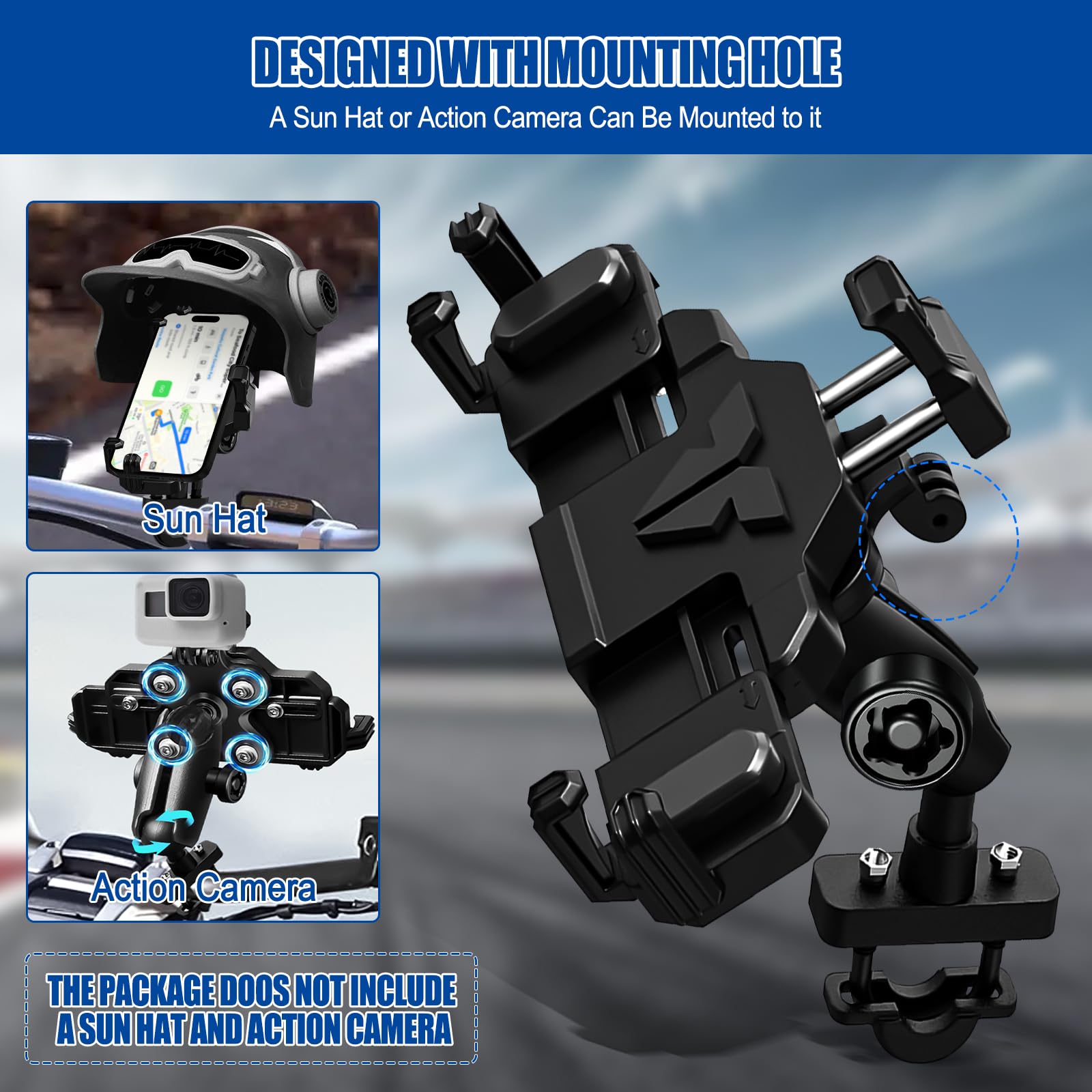Supporto per telefono da moto con smorzatore di vibrazioni e blocco sicuro ad alta velocità, supporto antifurto per telefono per moto, bici, bicicletta, adatto per telefoni da 4,8 a 7,2 cm
