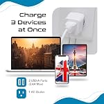 Ceptics Type G Travel Adapter for Travel to London, Hong Kong, Ireland - USB-A + USB-C & USA Input - Type G Adapter Grounded - Ideal for Phone, Laptop, Cameras (CTU-7) | Plug Adapter Type G, Type G Travel Adapter for London, Hong Kong & Ireland, Grou