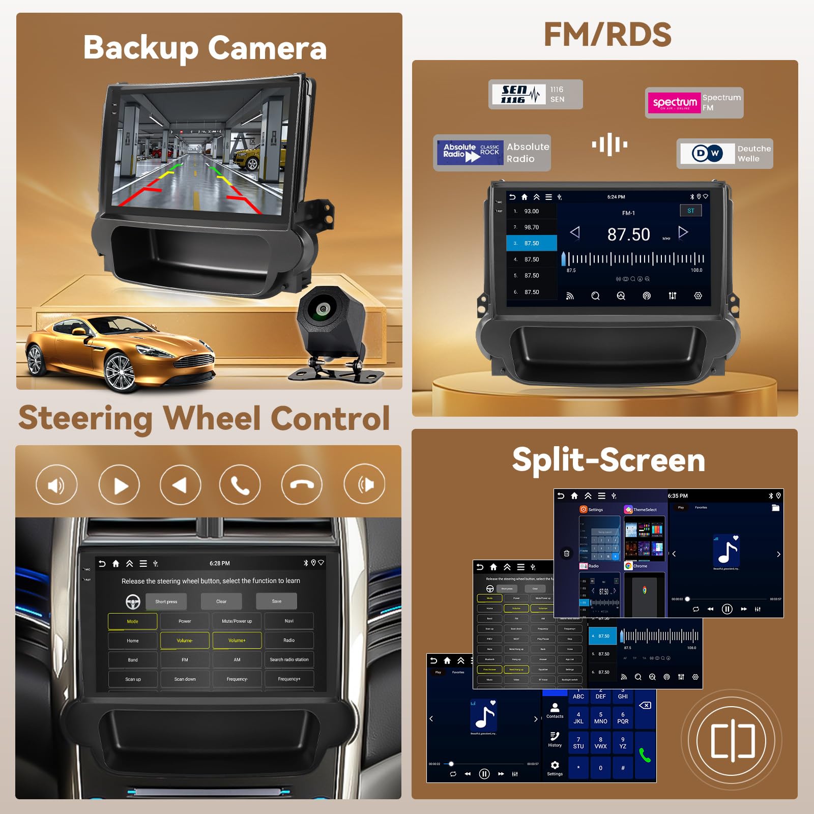 Hikity 4G+64G Android 15 Autoradio 9" pour Chevrolet Malibu CarPlay