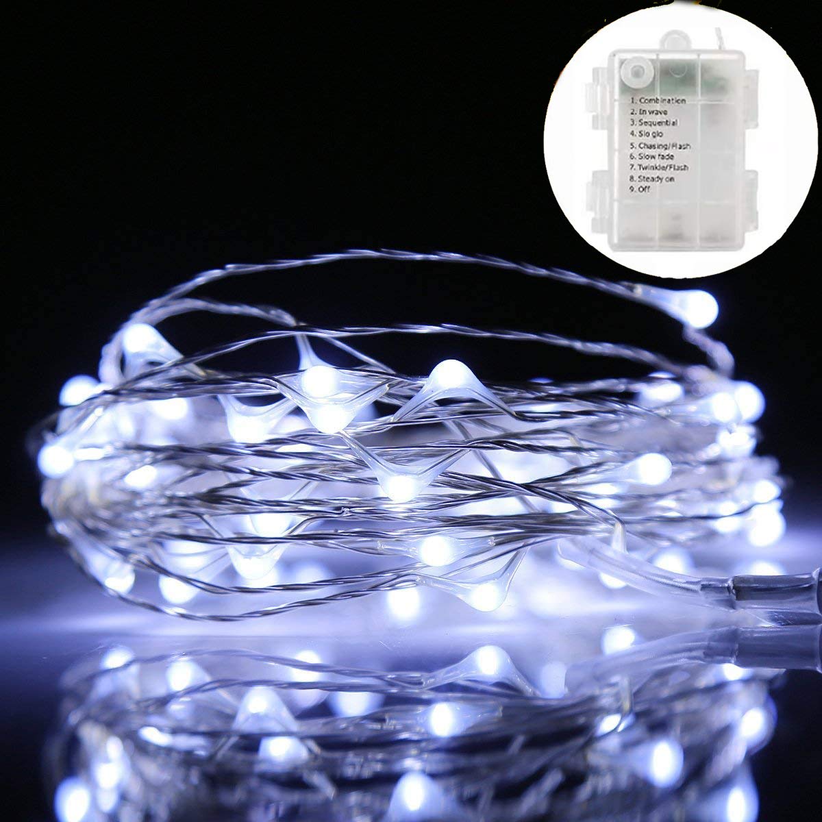 TEMPSA 2M 20LED Guirlande Lumineuse à Pile Fil De Cuivre Fruits Arbre Déco Arbre Noël Chambre