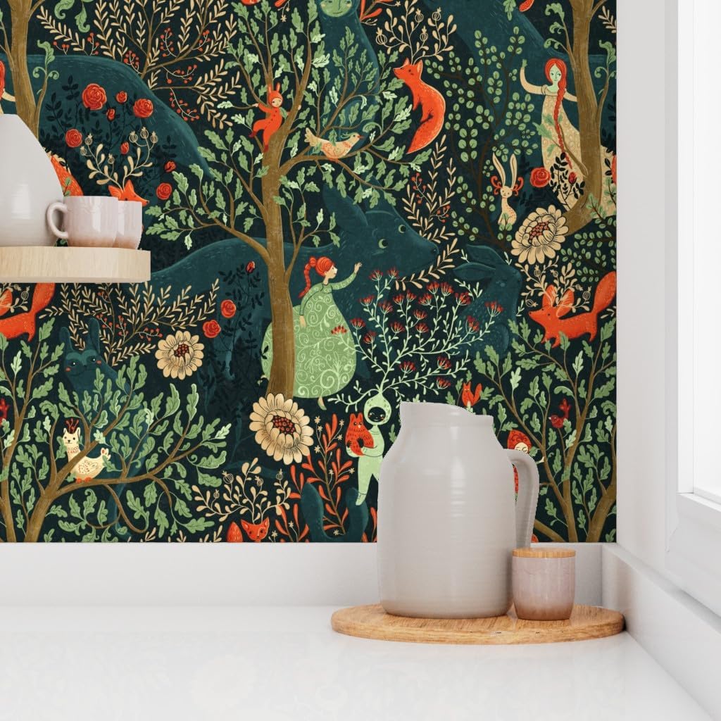 Removable Wallpaper Swatch - Whimsical Wonderland Whimsical Custom Pre-Pasted Wallpaper by Spoonflower