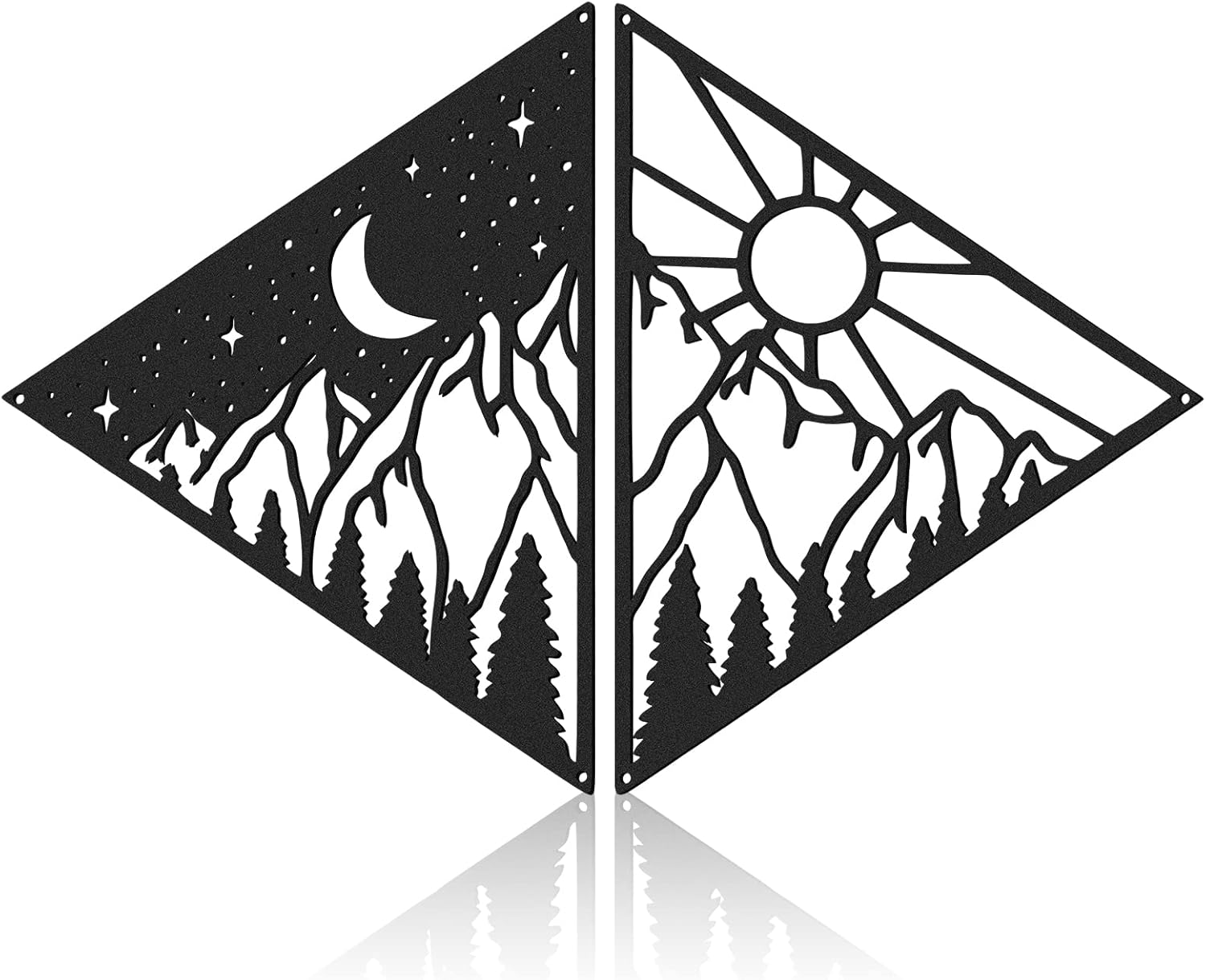 Peryiter 2 Pcs Metal Wall Art Decor Metal Sun Moon Wall