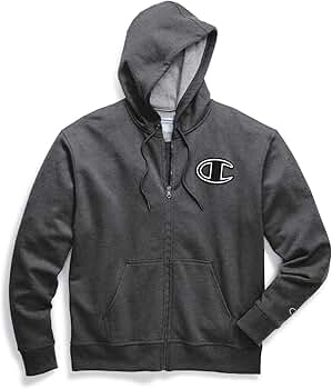 Champion Mens Powerblend Fleece Zip Hoodie, M, Chainstitch