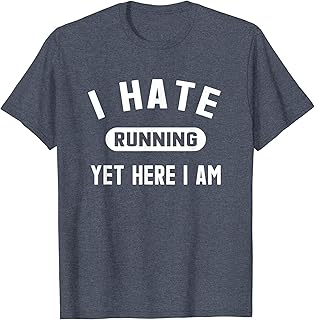 VidiAmazing Funny Running Marathon T-Shirt I Hate Running Yet Here I Am ds421 T-Shirt