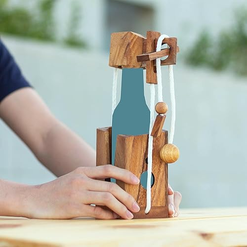 Miniatura 18 de BSIRI Think for Bottle Puzzle Challenging Brain Teaser y Holder Game Almacenamiento funcional Ideal para amantes de las botellas y regalos