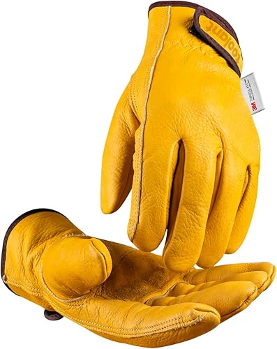 toolant Guantes de trabajo de cuero de invierno, forro Thinsulate cálido 3M para trabajo en clima frío, guantes con aislamiento térmico