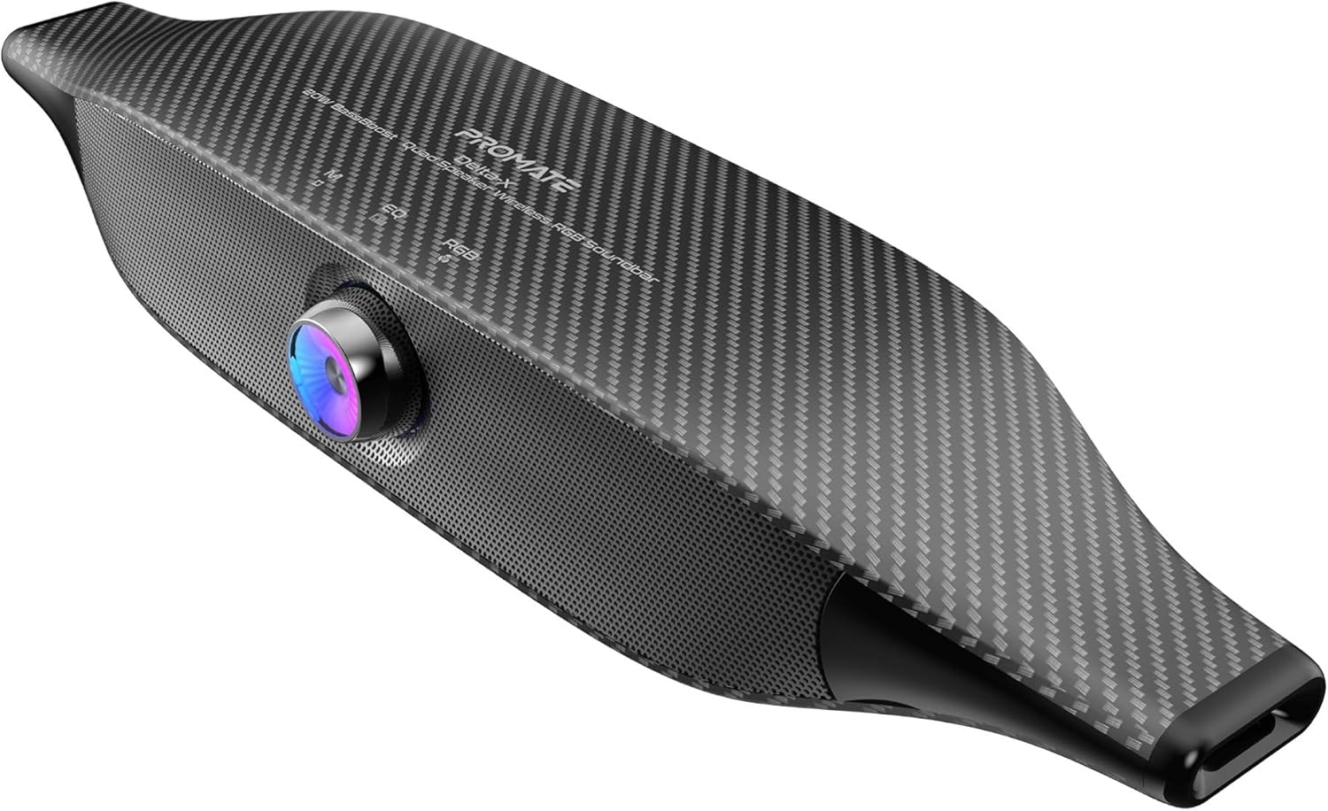 Promate Bluetooth Speaker with 20W HD Stereo Sound, Dual Bass and Treble Drivers, 3 EQ Modes, True Wireless Connection, 12 RGB Modes, 6400mAh Battery, USB Flash Support