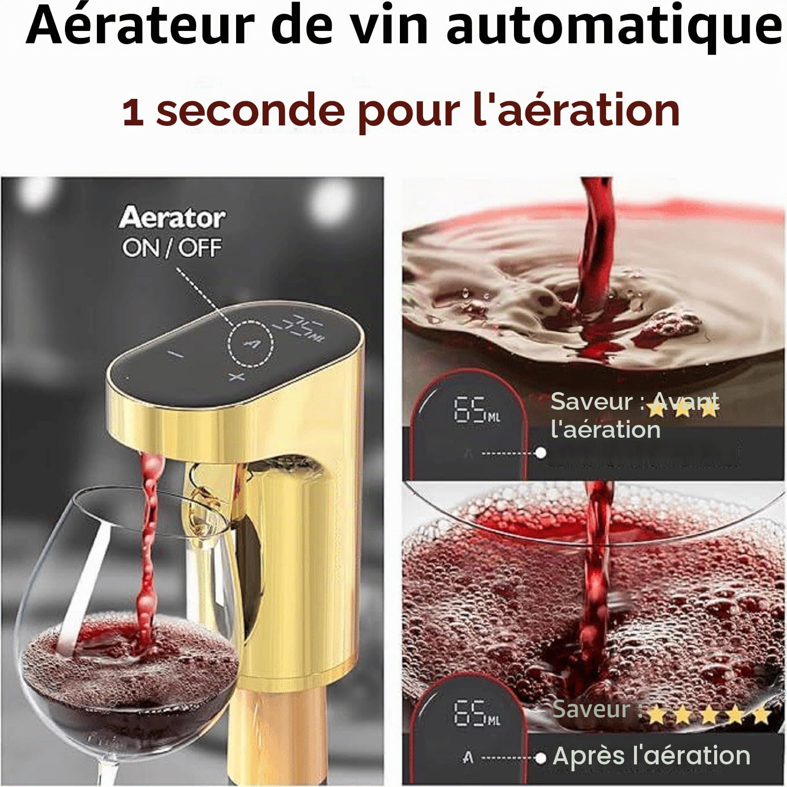 Sipvault – Distributeur de boissons alcoolisées, distributeur de boissons à whisky, distributeur intelligent d'alcool, décanteur de vin électrique, bec verseur, quantité réglable, pompe à vin (noir)