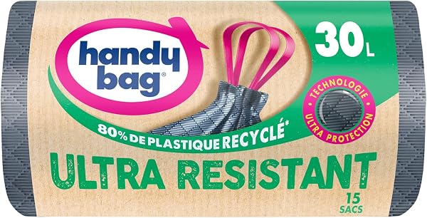 Les sacs poubelle Handy Bag 30L combinent résistance, praticité et engagement écologique.