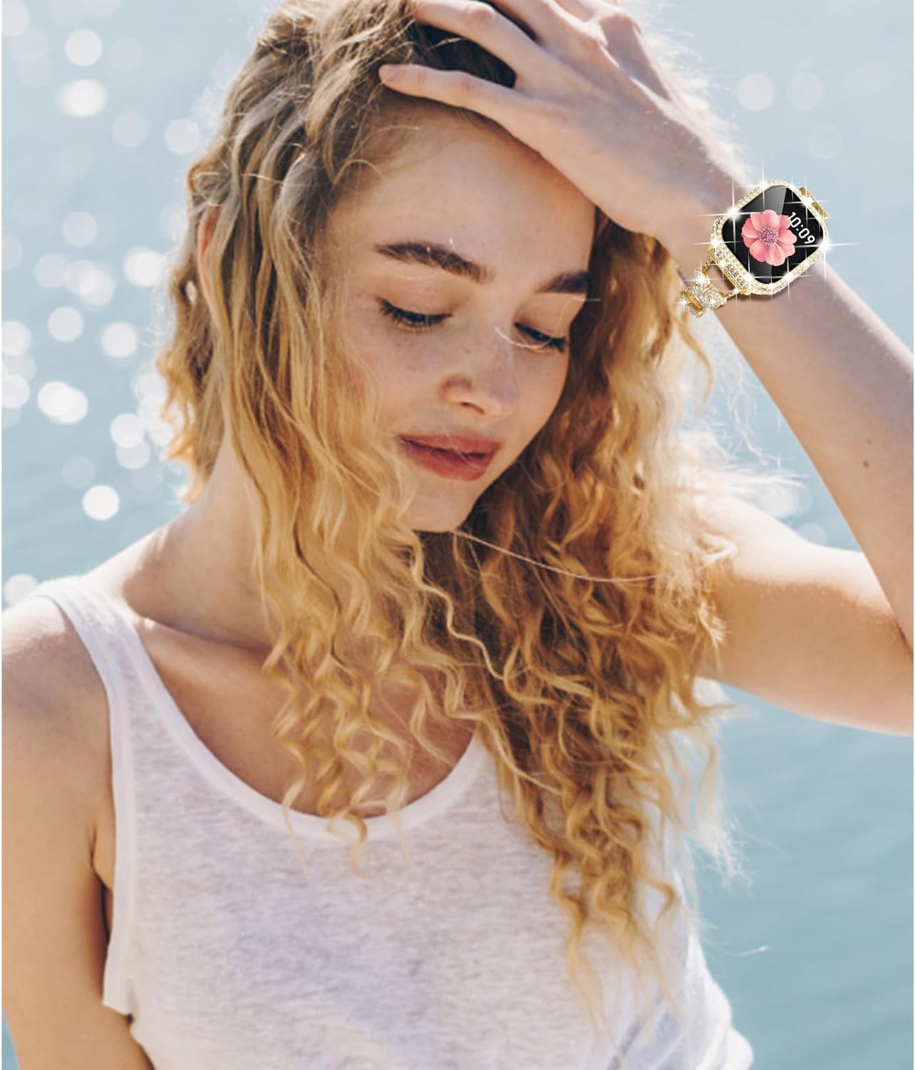 Surace Compatible with Apple Watch Bands for Women 40mm 41mm 44mm 45mm 42mm 46mm, Bow Jewelry Diamond Rhinestone Link Bracelet with 2 in 1 Waterproof Case for iWatch Series 11/10/9/8/7/6/5/4 SE3/2/1 - Image 7