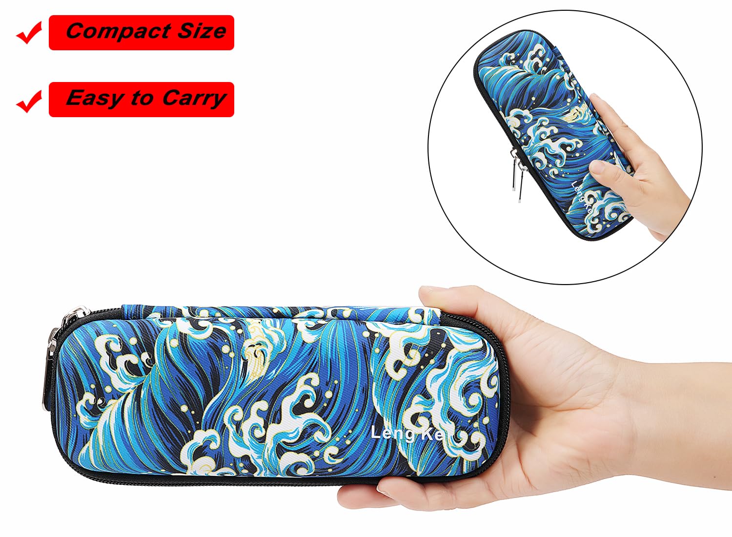 JAKAGO EVA Compact Insulin Cooler Travel Hard Case,Lightweight and Durable Diabetic Small Storage Travel Packs for Insulin Pens & Needles with 2 Ice Pack (Ocean Wave) - Image 3
