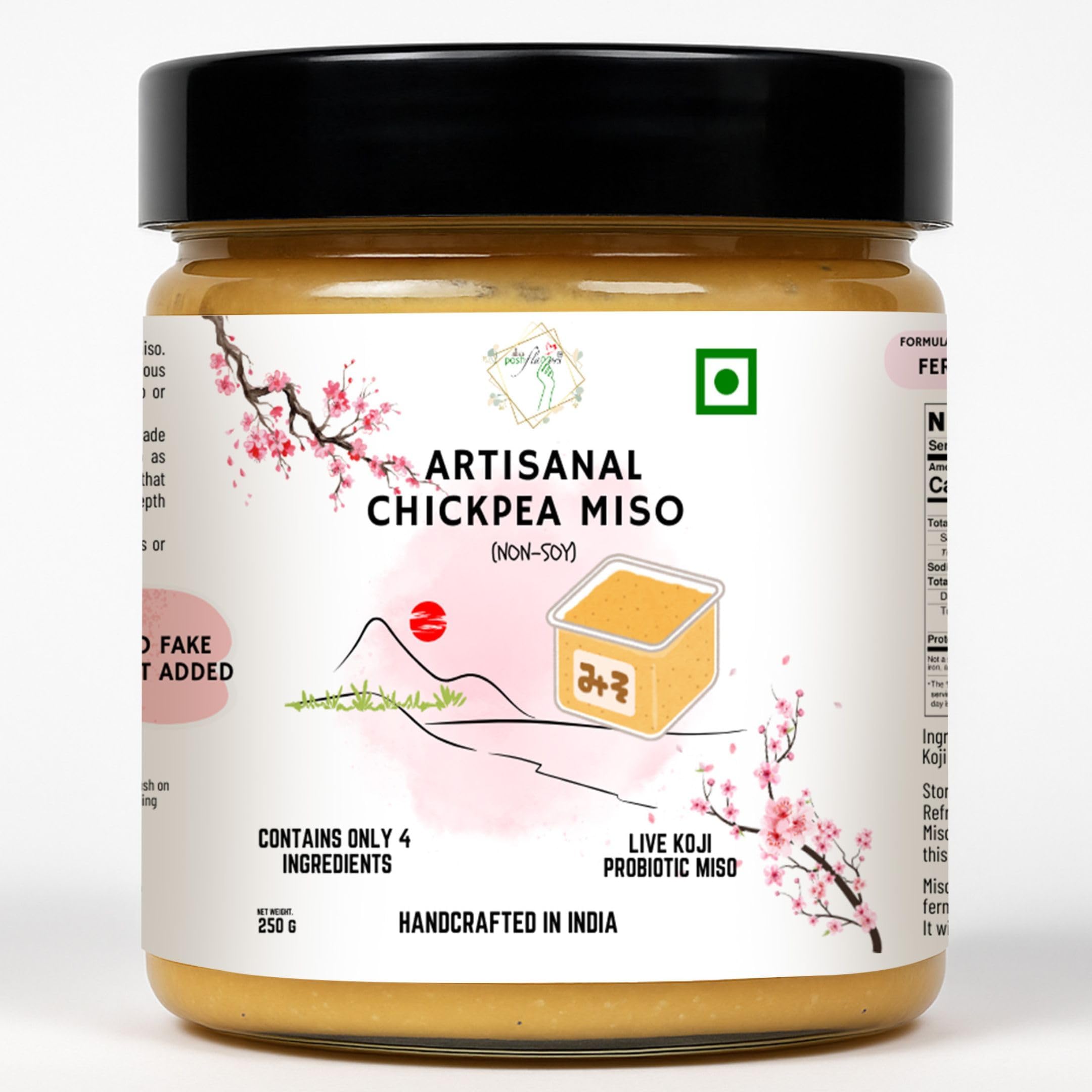 Alla's Posh Flavors Non-Soy Chickpea Miso Paste – Authentic Japanese Recipe | Handcrafted in India Under Japanese Miso Master | 100% Natural, Unpasteurized & Rich in Live Koji Probiotics (250 Grams Jar)