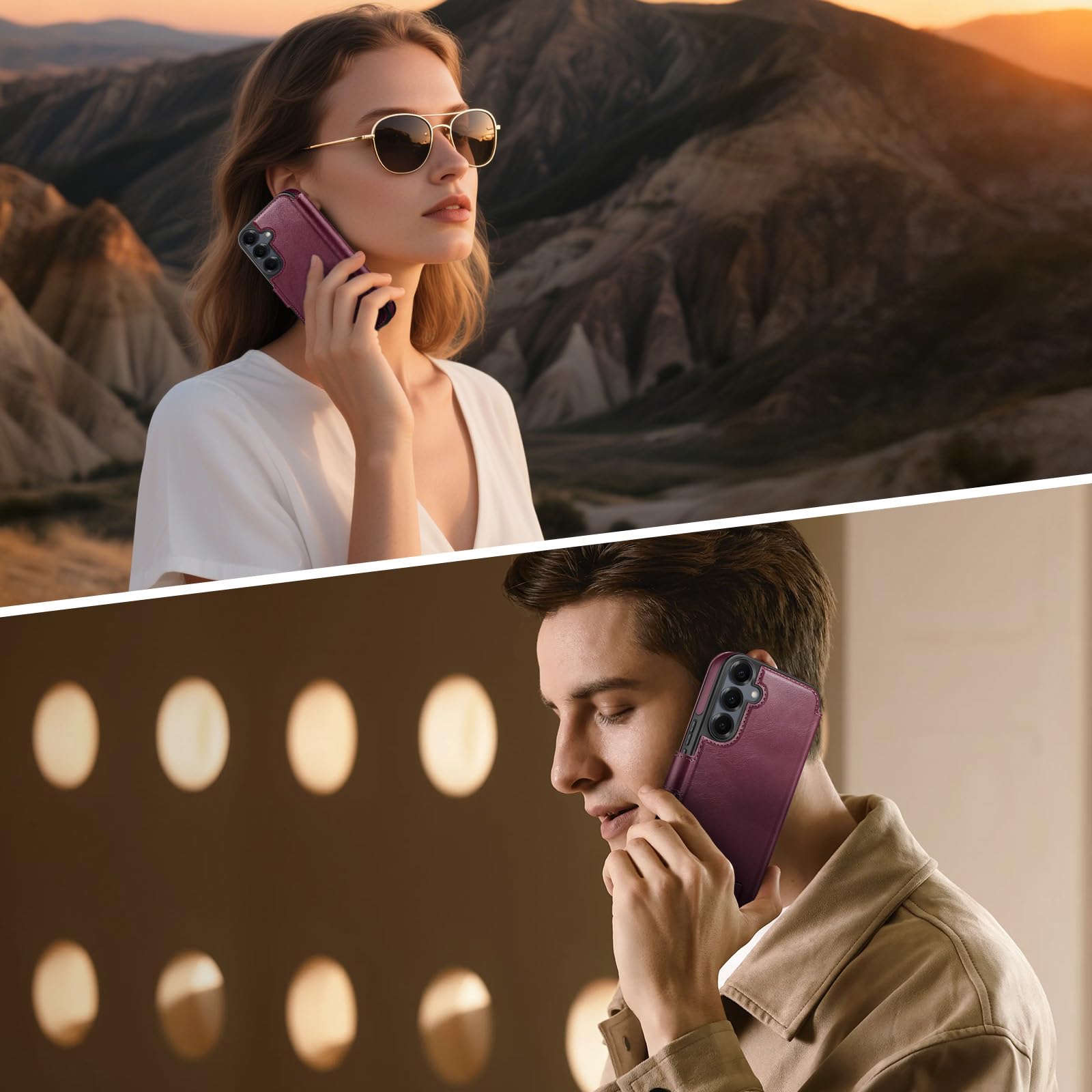 Custodia a portafoglio per Samsung Galaxy S25 [cavalletto invisibile integrato] [ricarica wireless] [3 slot per schede e blocco RFID] [pelle poliuretanica] custodia protettiva donna uomo per