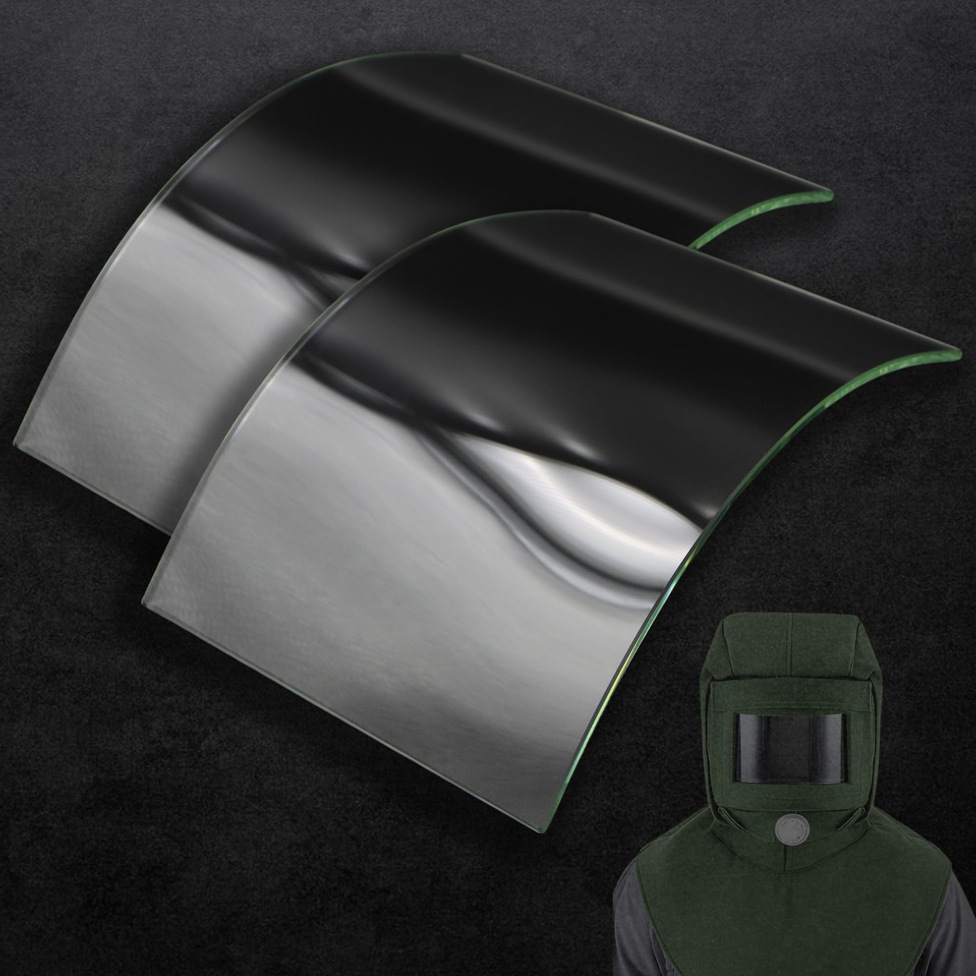 OKQX 2-Pack Sandblasting Hood Replacement Lens - 4mm Tempered Glass Shields for Most Sand Blasting Hood Mask