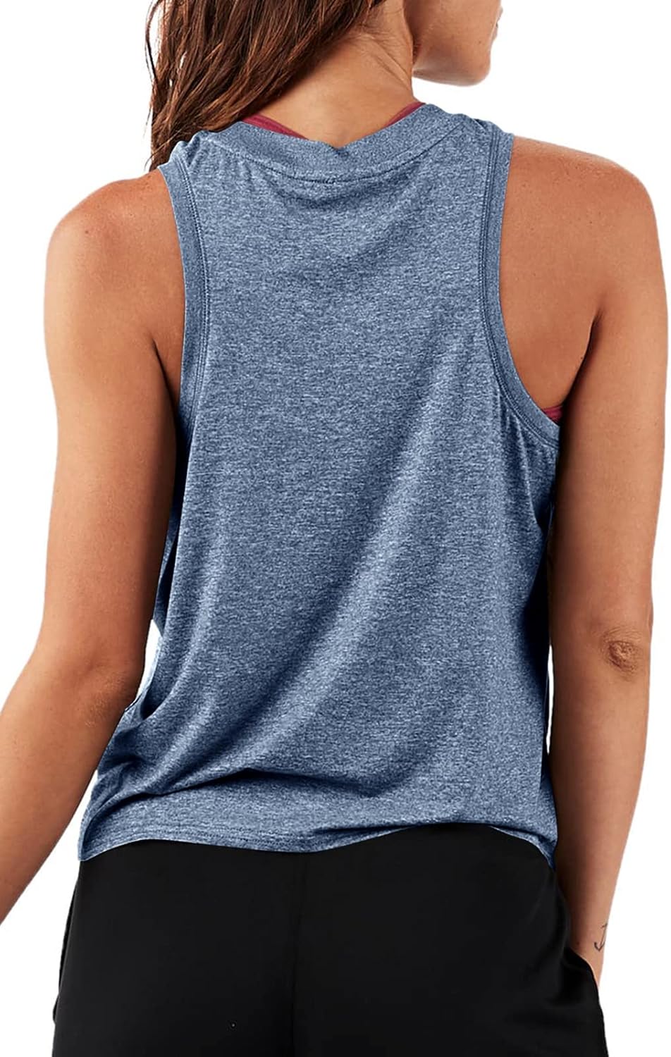 LASLULU Womens Crop Tops Sleeveless Workout Tops Halter Neck Cropped Tank Flowy Athletic Shirts Muscle Tank - Image 3