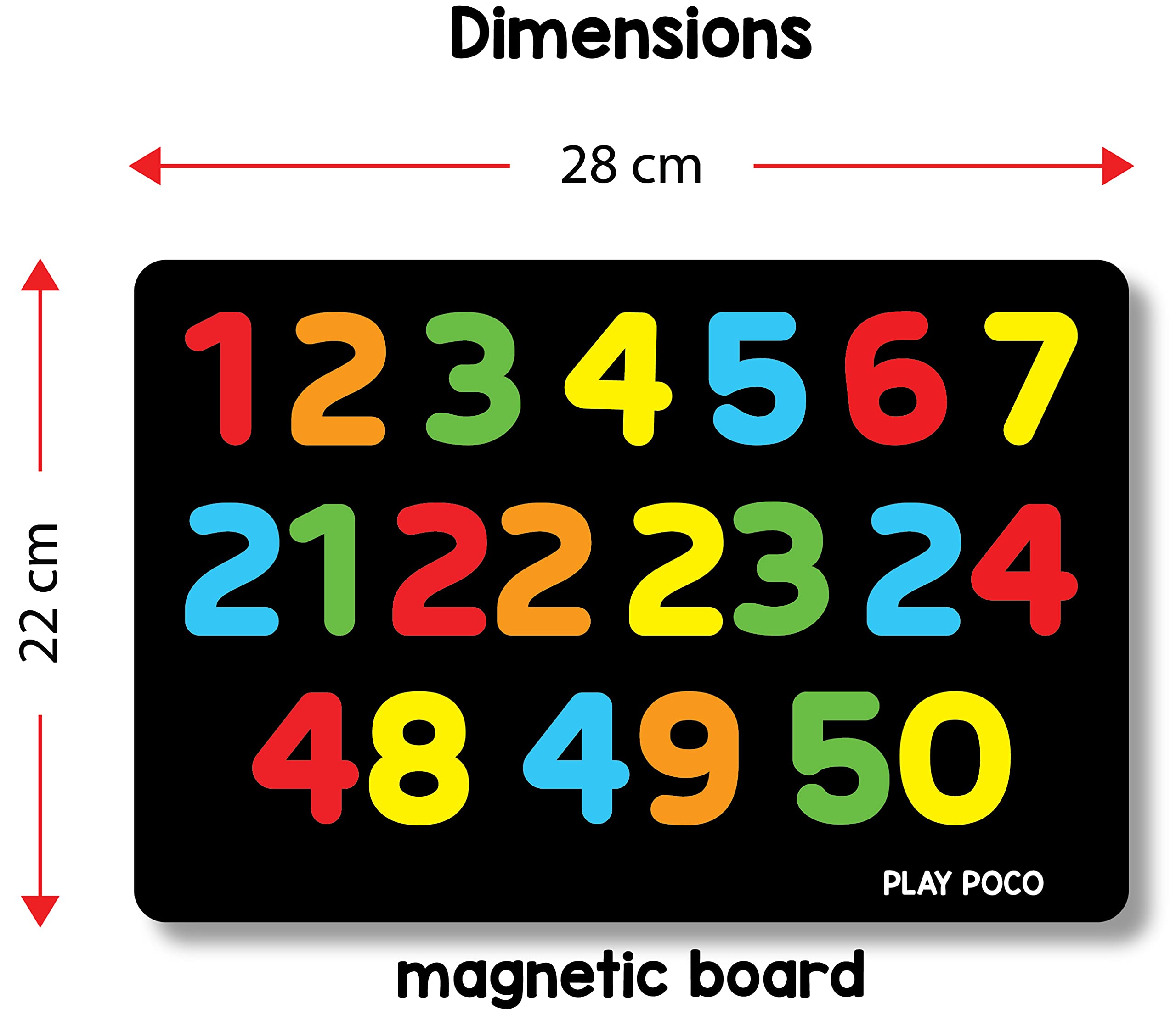 Play Poco 1 to 50 Numbers Magnet Set - with 90 Number Magnets and Magnetic Board - Child Safe Foam Numbers with Full Magnet Back - Perfect Learning Set for 3, 4, 5 Year Old Boys and Girls - Image 6 thumbnail