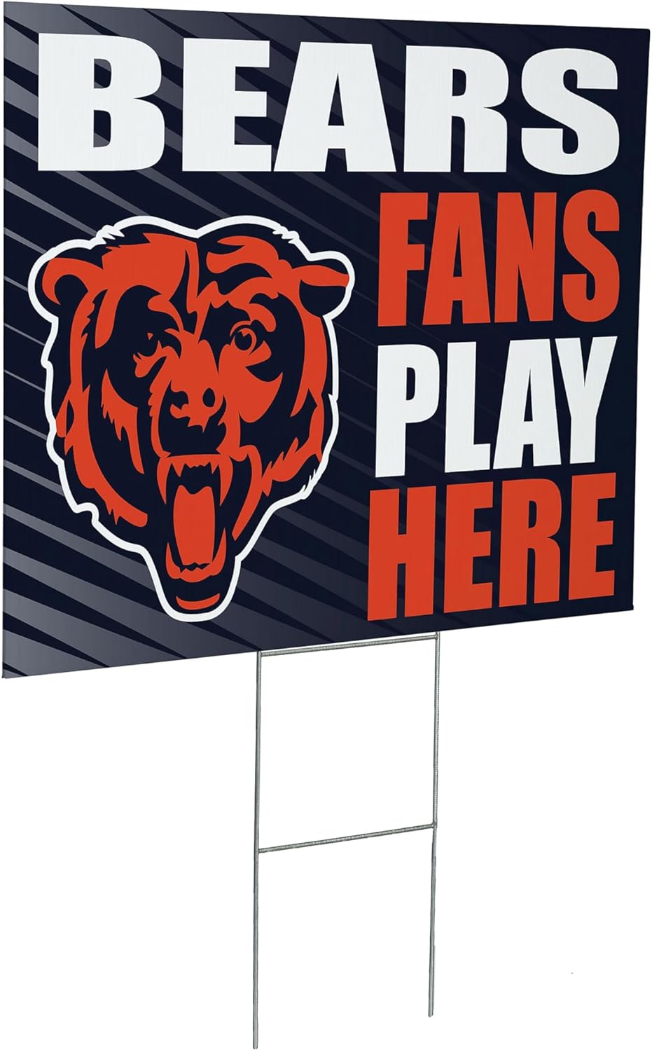 NFL Chicago Bears Yard Sign, Outdoor Coroplast Yard Signs with Stakes 18x24, Officially Licensed Team Logo, Football Fan Home Decoration for Lawn, Garden, Party -"Fans Play Here"