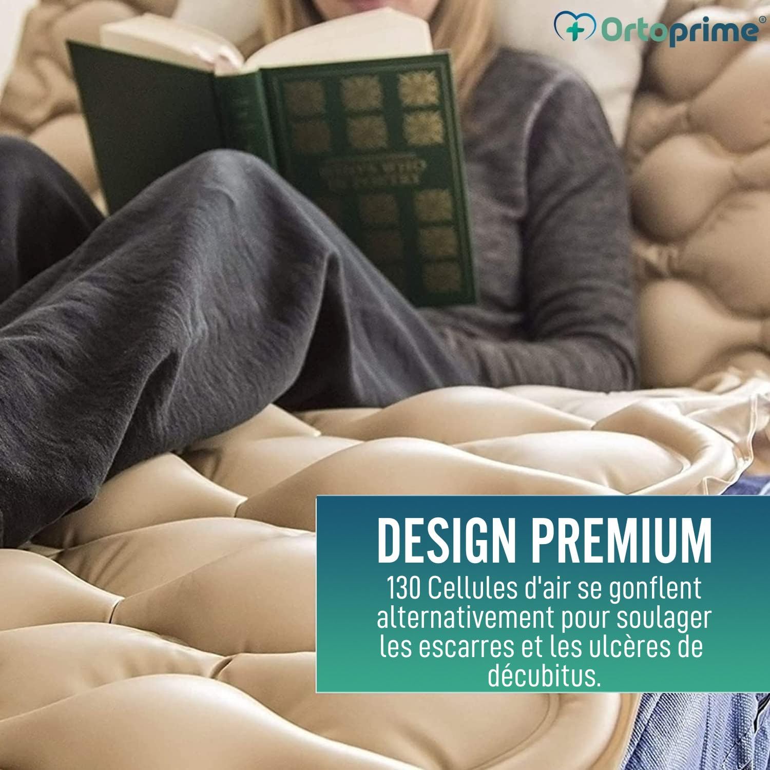 OrtoPrime Matelas à Air Alternatif avec Compresseur Silencieux Inclus – Système à Cellules Gonflables Confort – Surmatelas Médical Anti-escarres 200x90x7 cm pour Lit et Patient Alité
