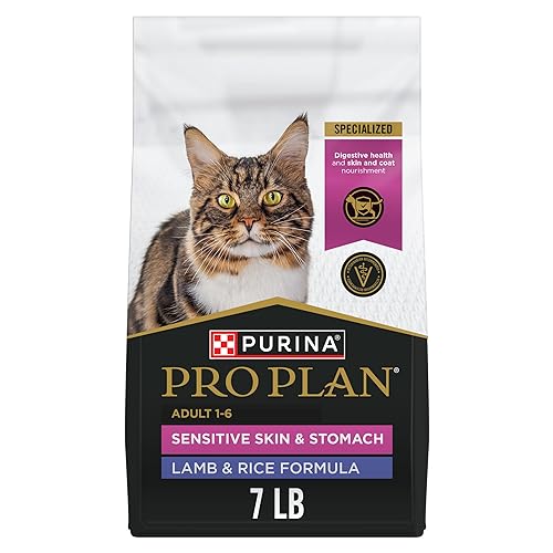 Purina Pro Plan Sensitive Skin and Stomach Cat Food, Lamb and Rice Formula - 7 lb. Bag - Lamb & Rice - 7 Pound (Pack of 1)