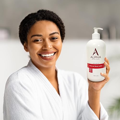 Miniatura 9 de Alpha Skin Care Loción corporal revitalizante con 12% de AHA glicólico, hidratante diario multiusos simple y eficaz, hidrata y exfolia con