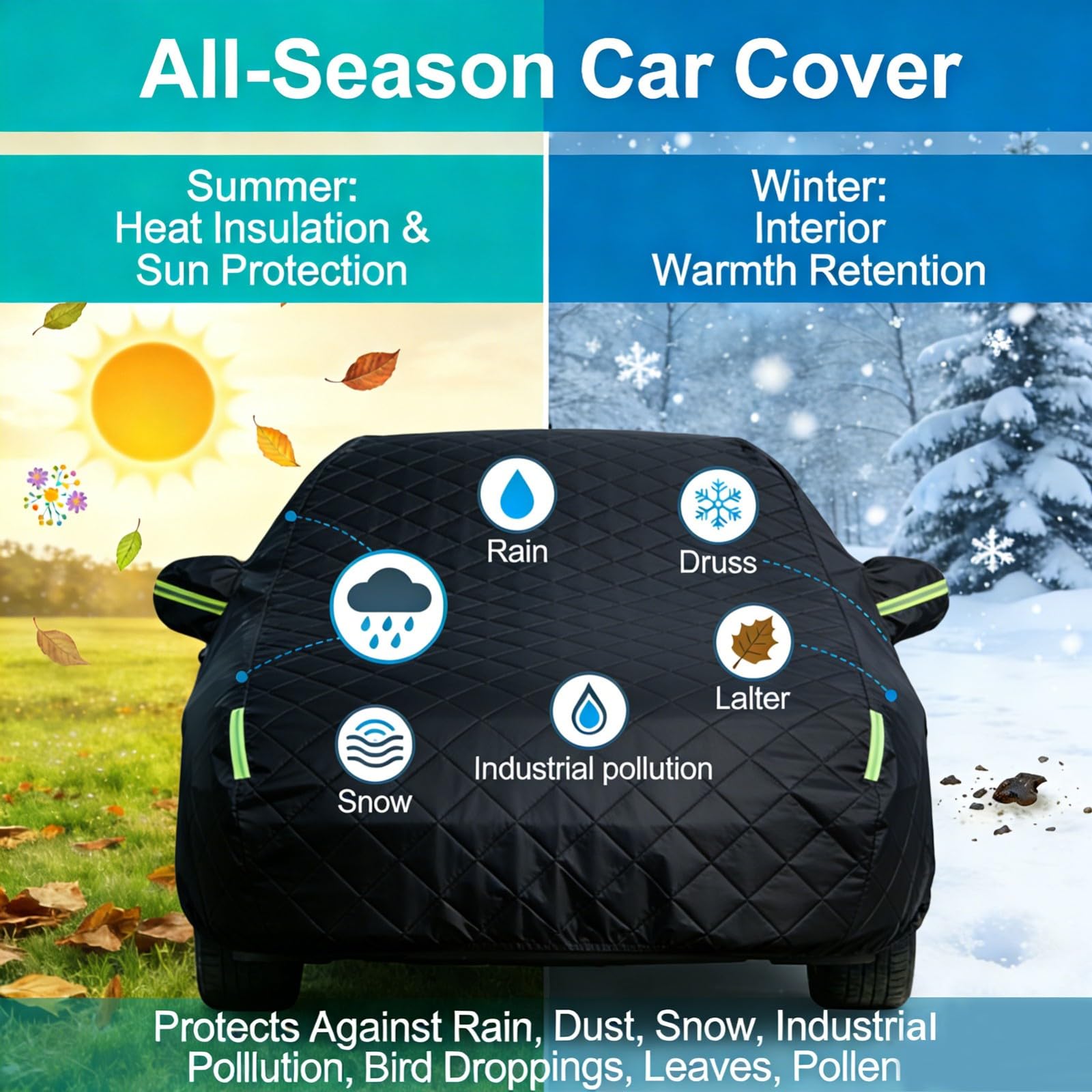 Hagelschutzplane Auto für Dacia/Renault Duster(2010-2025) Autoabdeckung Wasserdicht SUV Hagelschutzgarage Abdeckplane für Hagel Sonne Regen Schutz Hagelschutz Vollgarage