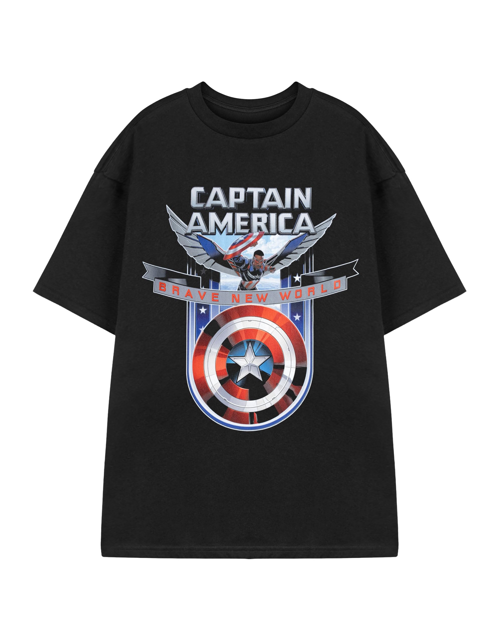 Marvel Captain America Short Sleeve T-Shirt Black Cotton Crew Neck - Men's Size L