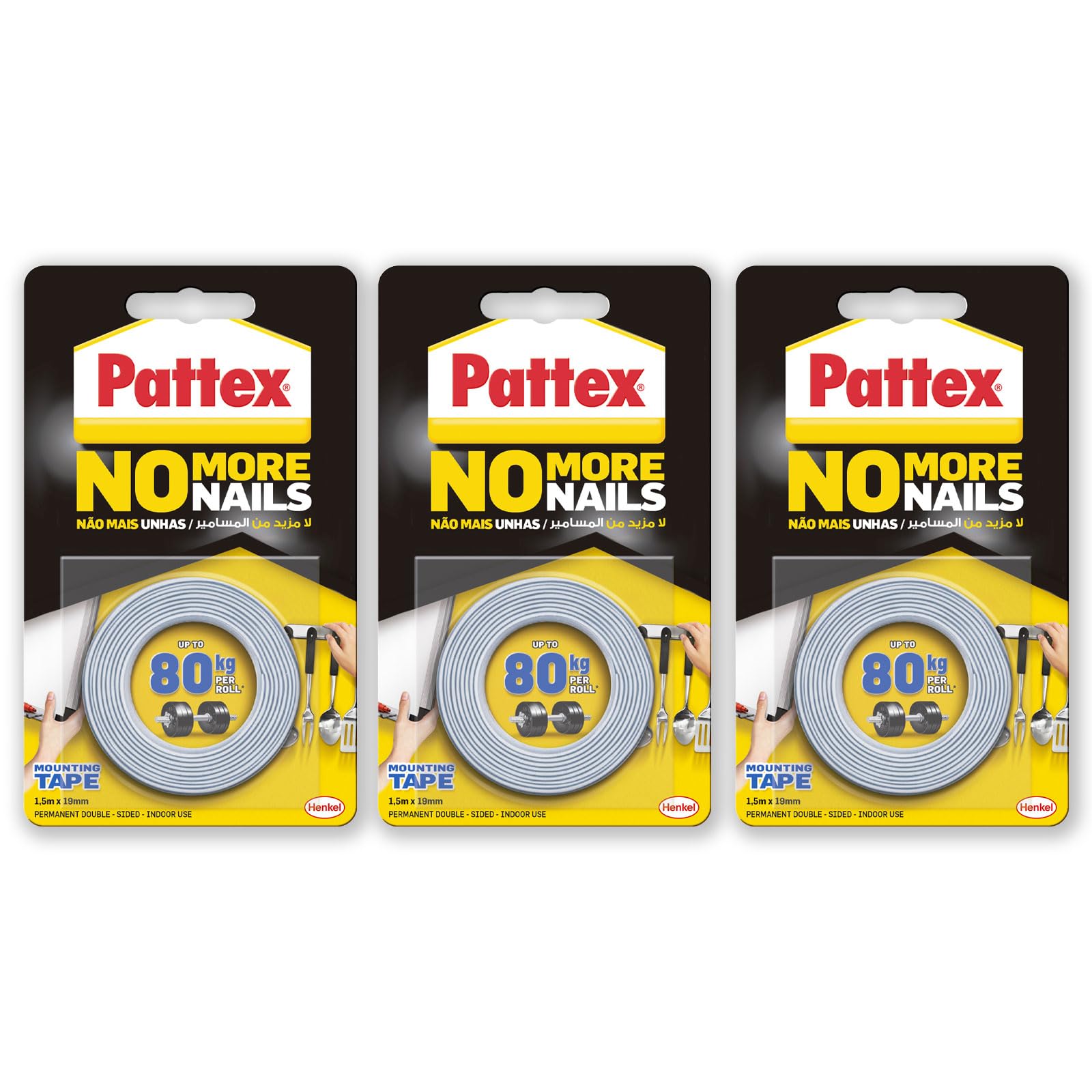 No More Nails Mounting Tape | All Purpose Double-Sided Foam Tape | Compatible with Mirror, Metal, Wood, Bricks, Stone, Tiles & More | Capacity: Upto 380g (Pack of 2)