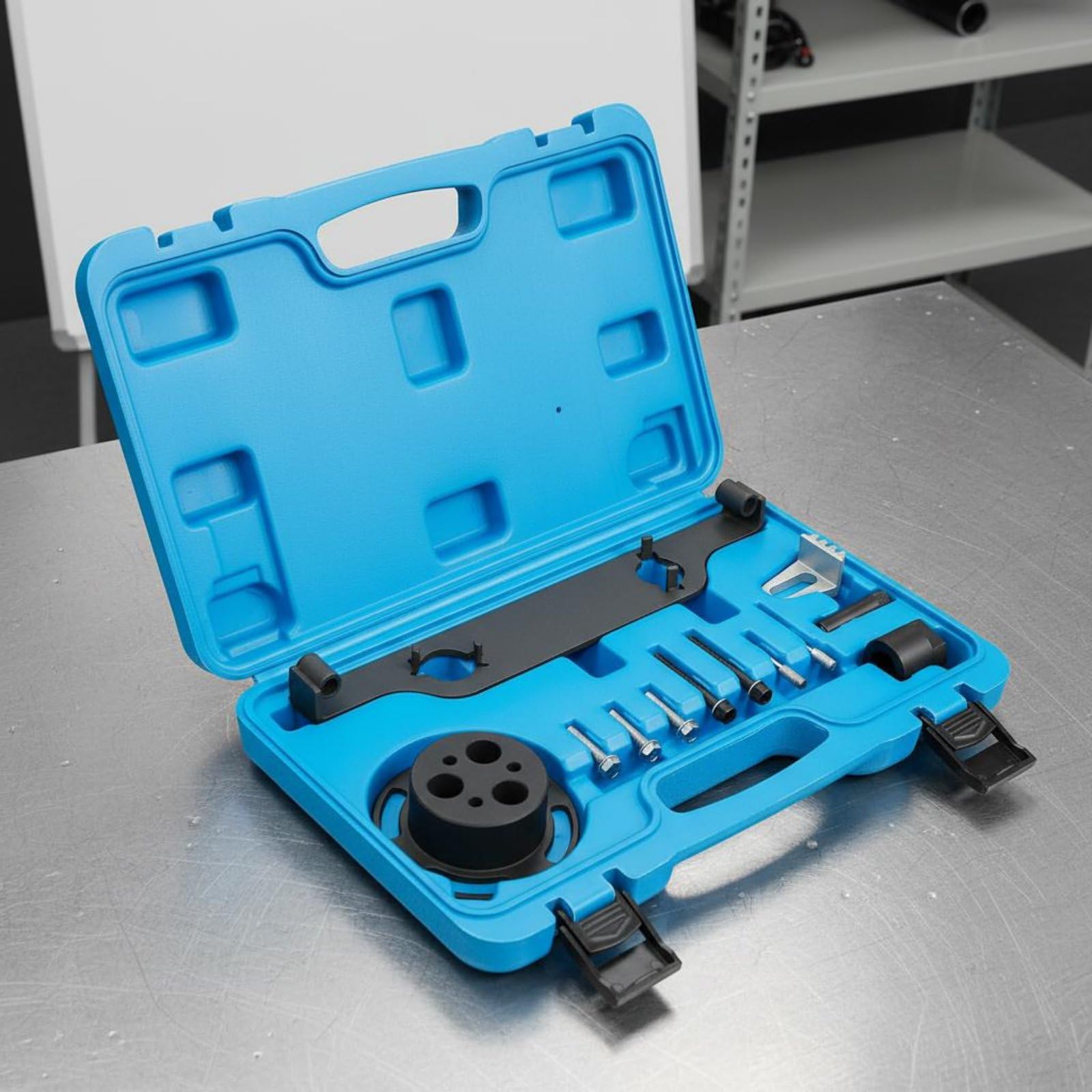 Dispositivo di Temporizzazione Motore Kit Attrezzi Catena Distribuzione Blocca Albero a Tenditore Puleggia Allineamento in Acciaio Temprato Adatto per Officine E Manutenzione Auto Fai da Te