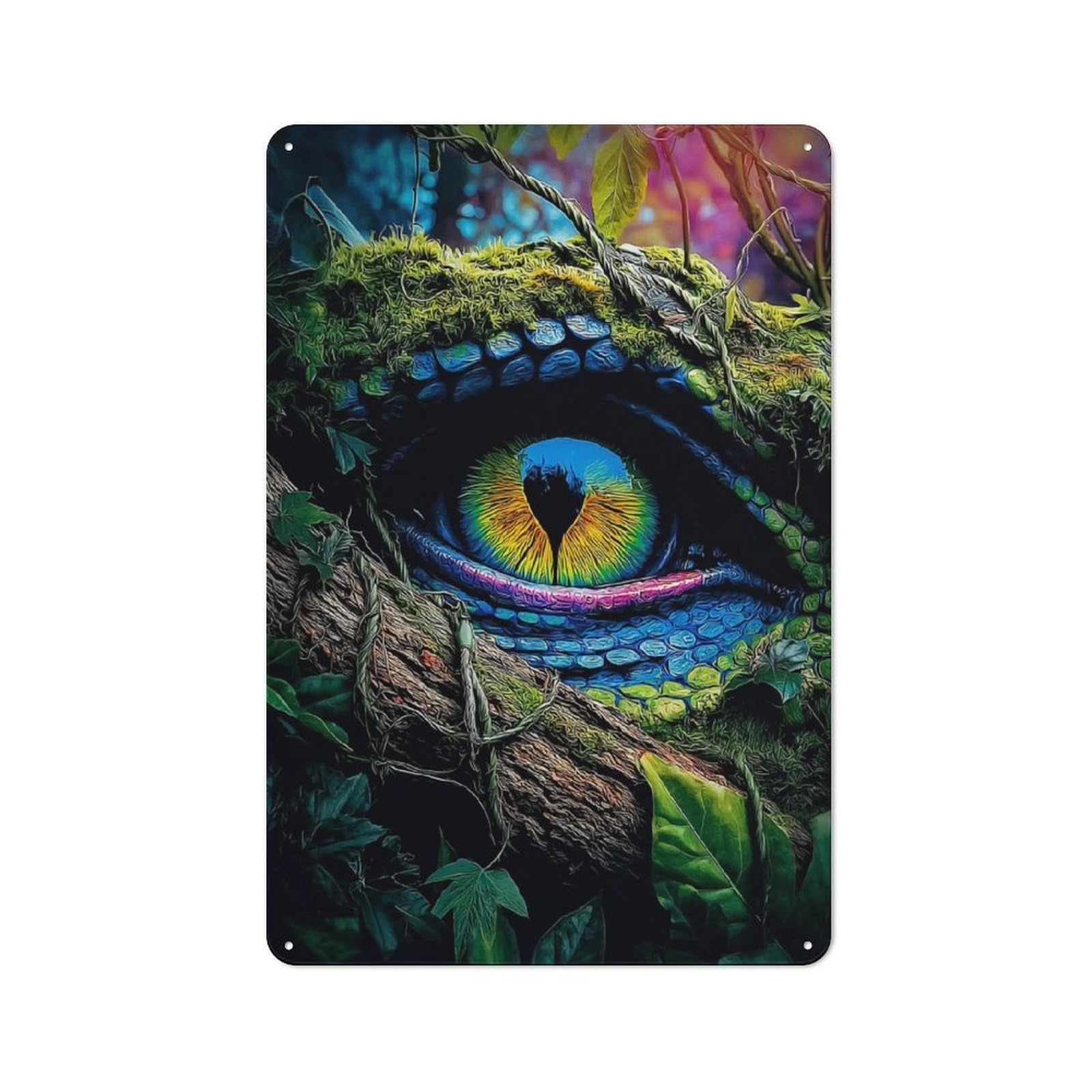 Junmoney Enchanted Forest Eye Vintage Tin Sign 30X20cm For Home Bar Wall, For Collectors Of Vintage Metal Wall Decor