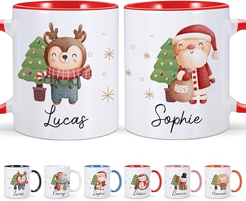 Regalos de Navidad, taza de Papá Noel para niños, taza de chocolate caliente personalizada para niños, tazas lindas para niños, taza de café