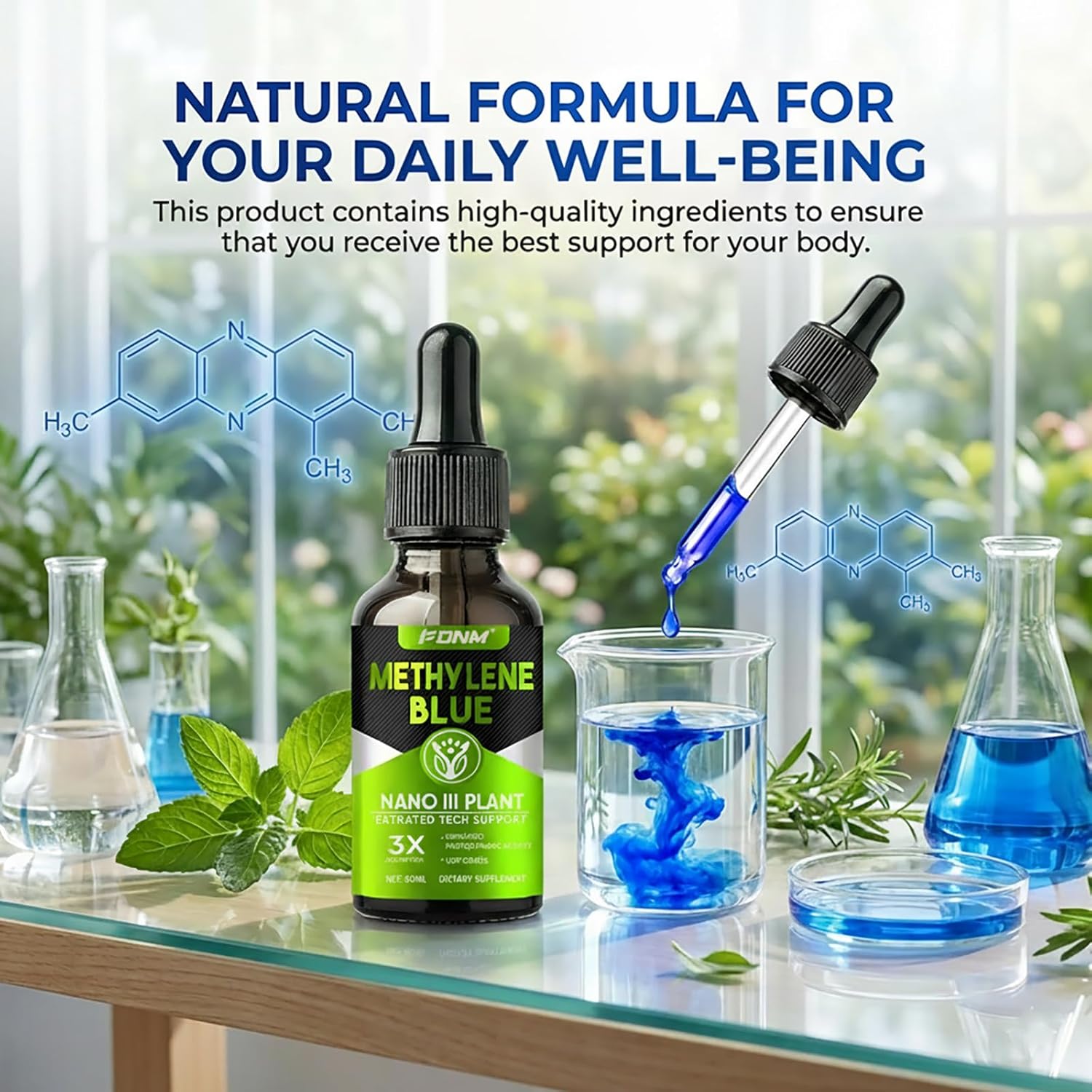 Methylene Blue Drops, Methylene Blue Liquid Supplement 2 Fl oz, Supports Brain Health, Focus, Increased Absorption, Liquid Formula with Dropper, Easy Daily Use - Image 4