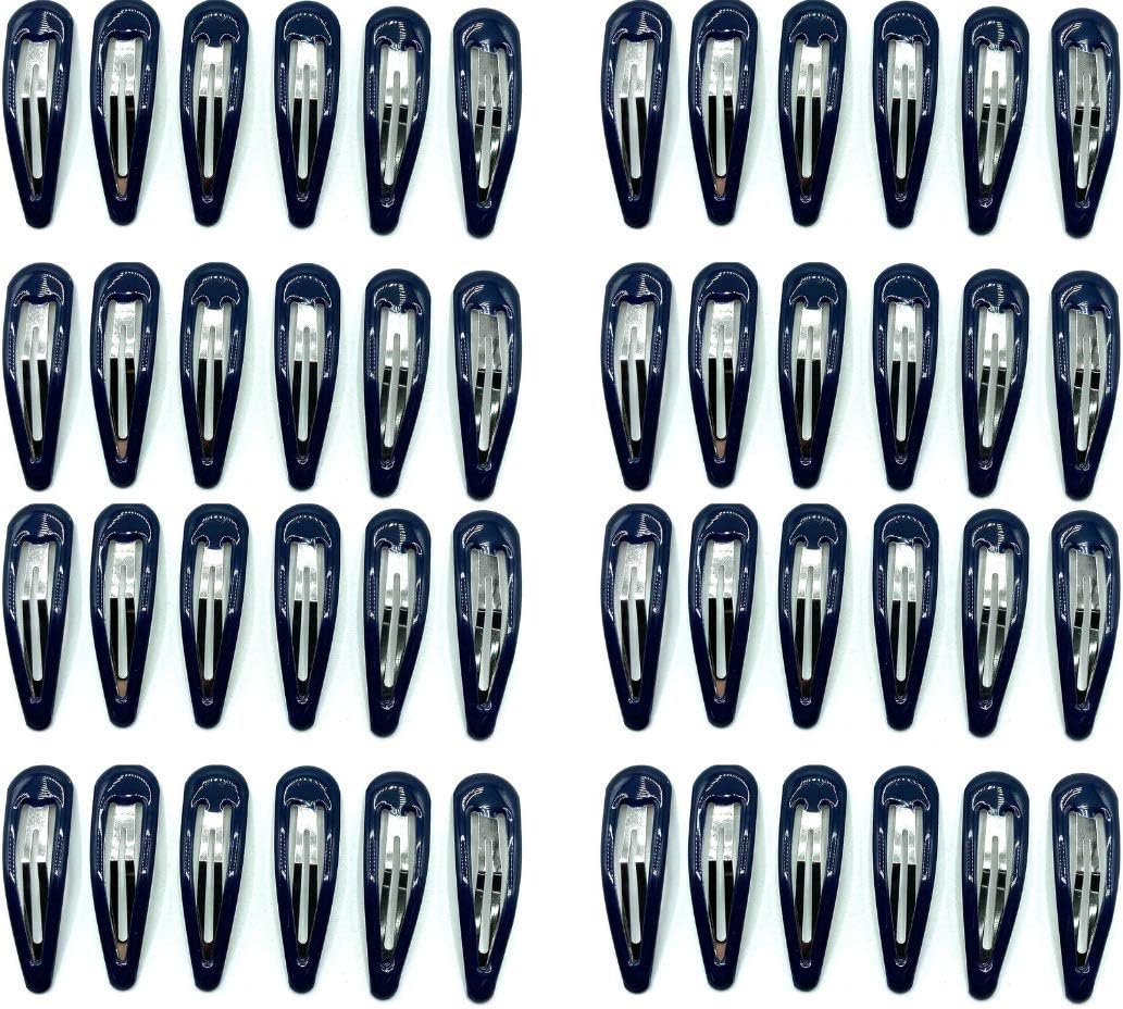 48 Pack Girls Bendies Snap Clips Hair Accessories School Hair Grips Clips Slides (Navy Blue)