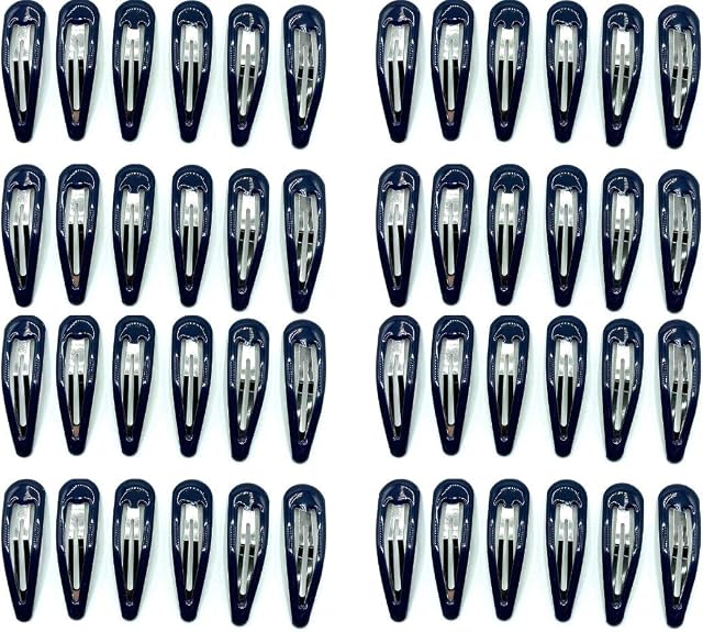 48 Pack Girls Bendies Snap Clips Hair Accessories School Hair Grips Clips Slides (Navy Blue) 4.5cm