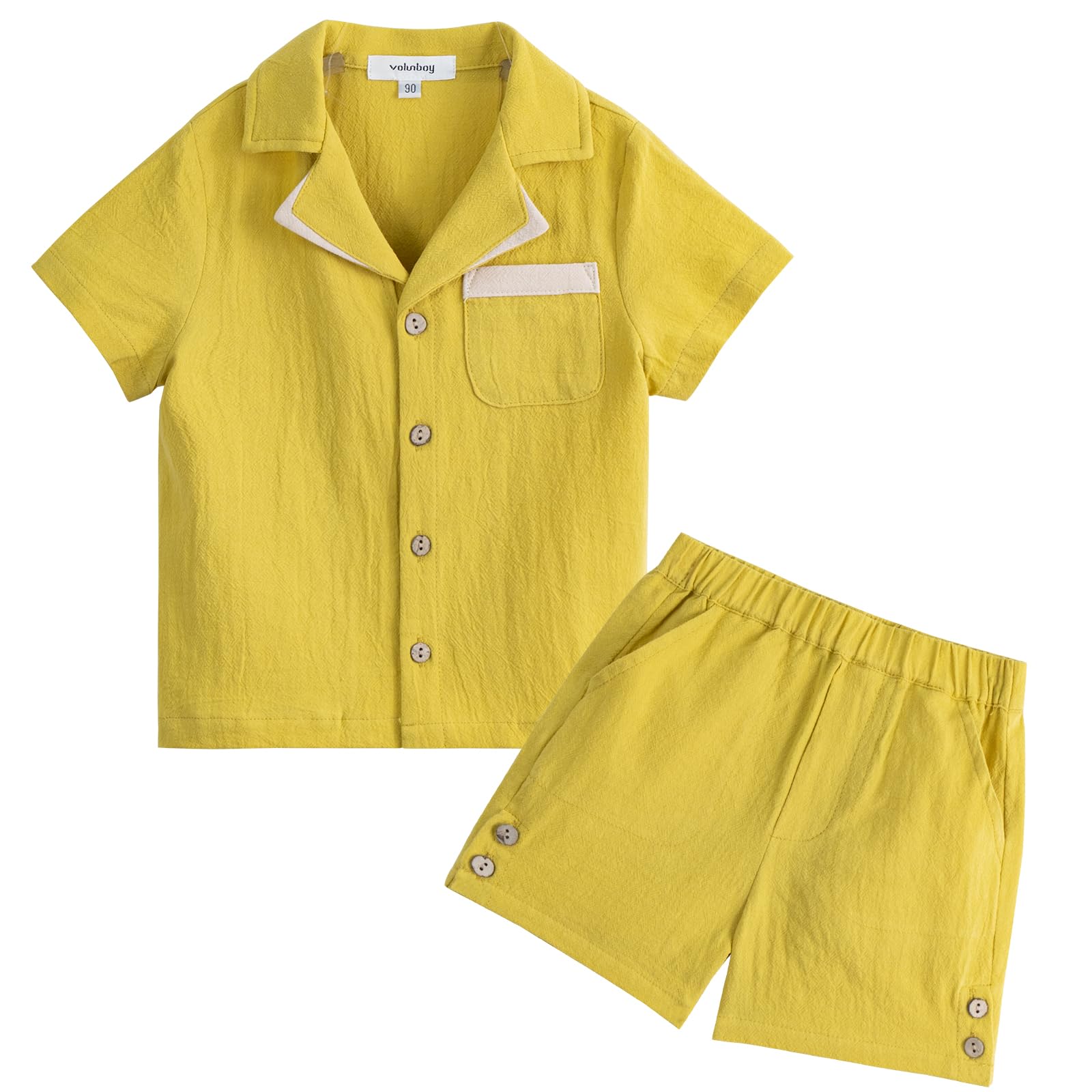 Volunboy Bebé Niño Verano Conjunto, Lino Algodón Manga Corta T-Shirt + Pantalones Cortos Traje Casual Ropa 2 Piezas
