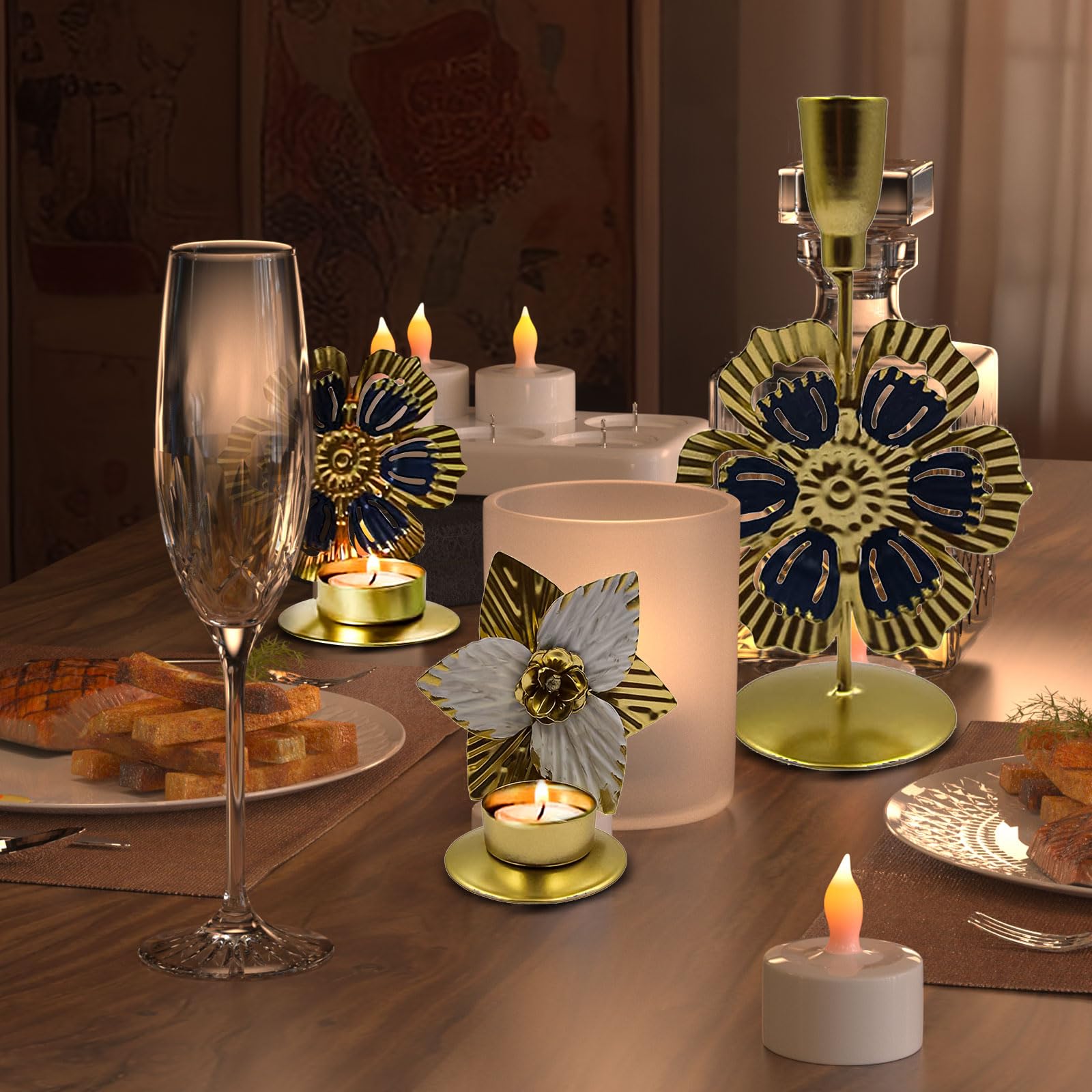 4PCS Flower Candlestick Holders - Image 2