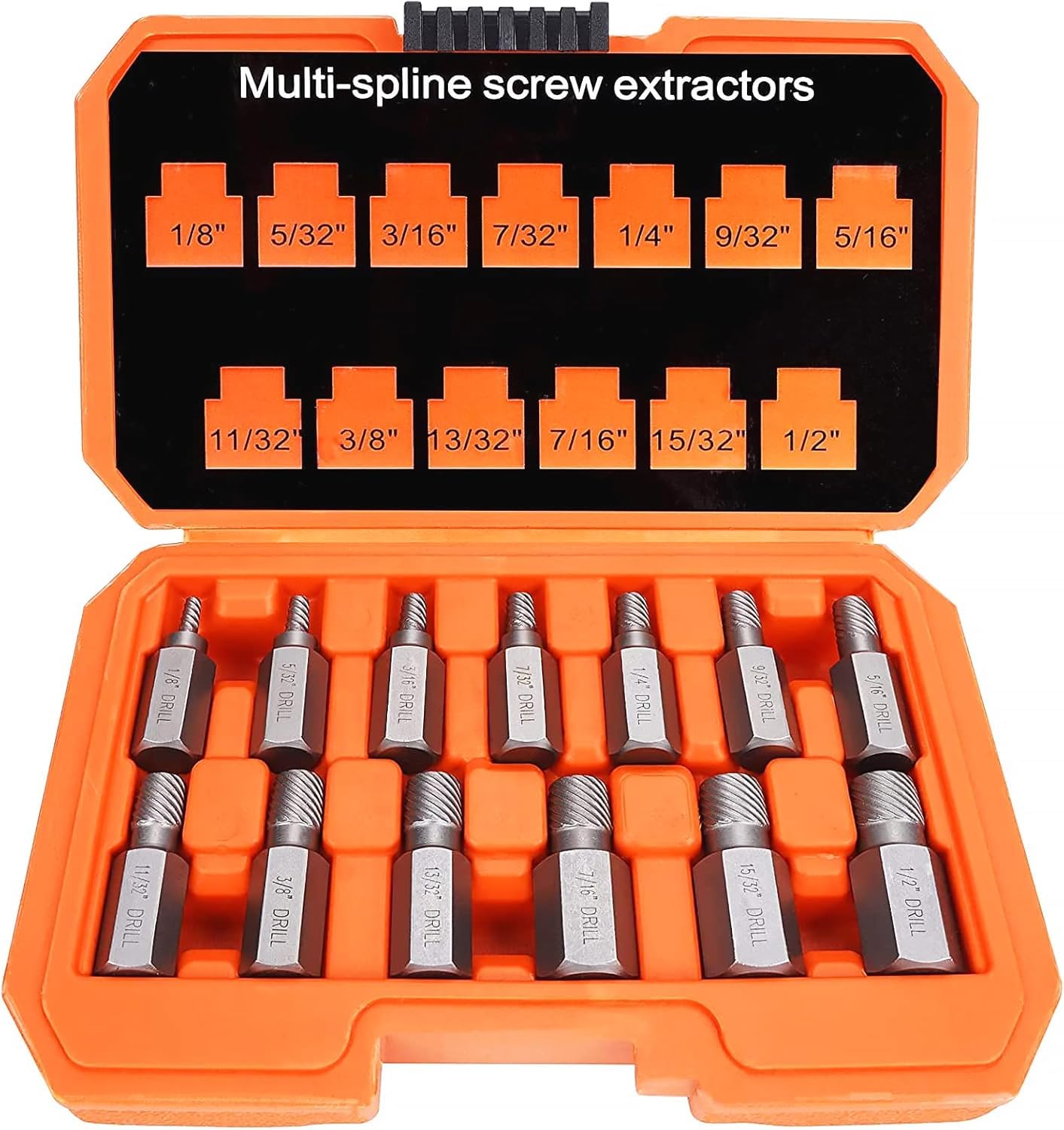 Tacobey 13Pcs Screw Extractor Set Multi-Spline Easy Out Bolt Extractor Kit, Chrome Molybdenum Alloy Steel Hex Head Bolt Remover Tool for Broken Stripped Rusted Bolts Screws Nuts