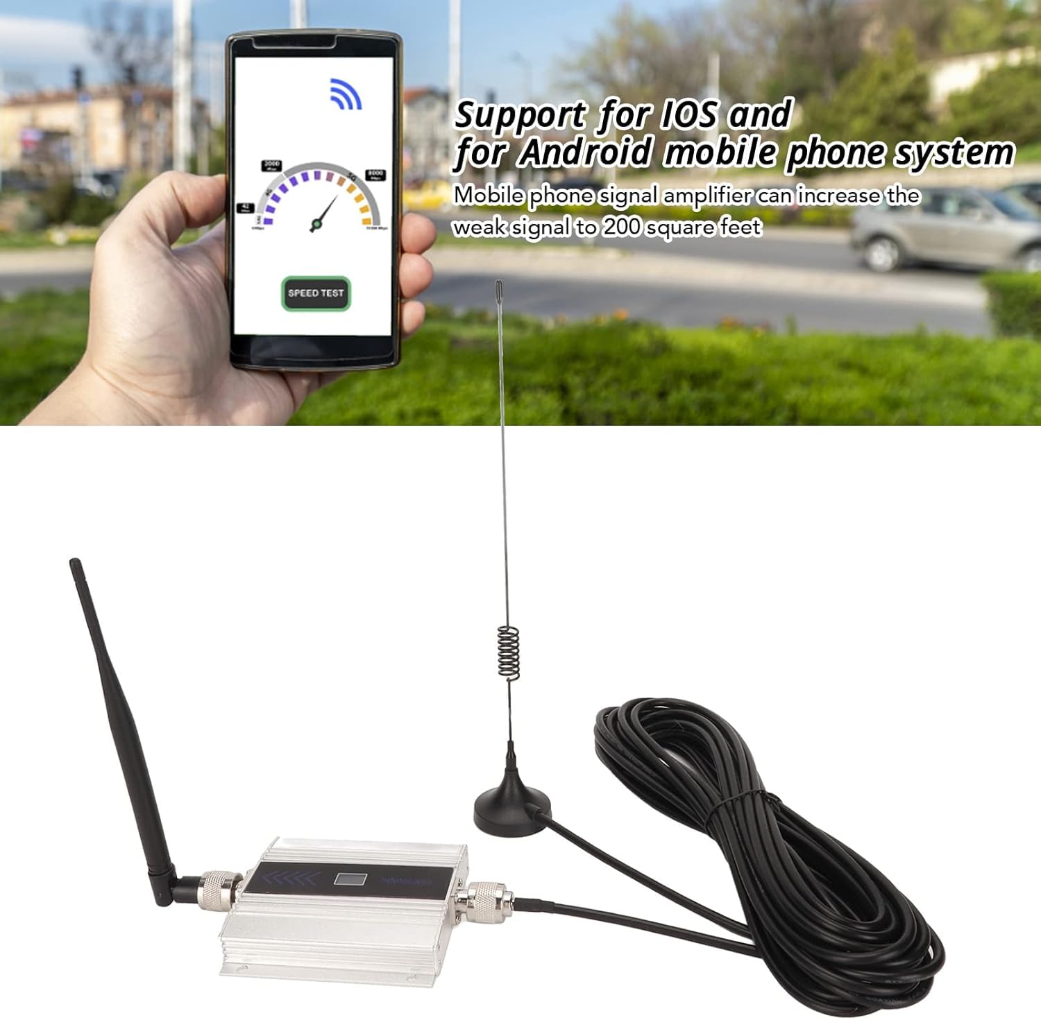 Amplificador de Señal de Teléfono Celular, Amplificador de Señal de Teléfono Celular, Descarga Rápida de Datos, Sonido, gsm DCS LTE B3 para Oficina (Enchufe de la UE)