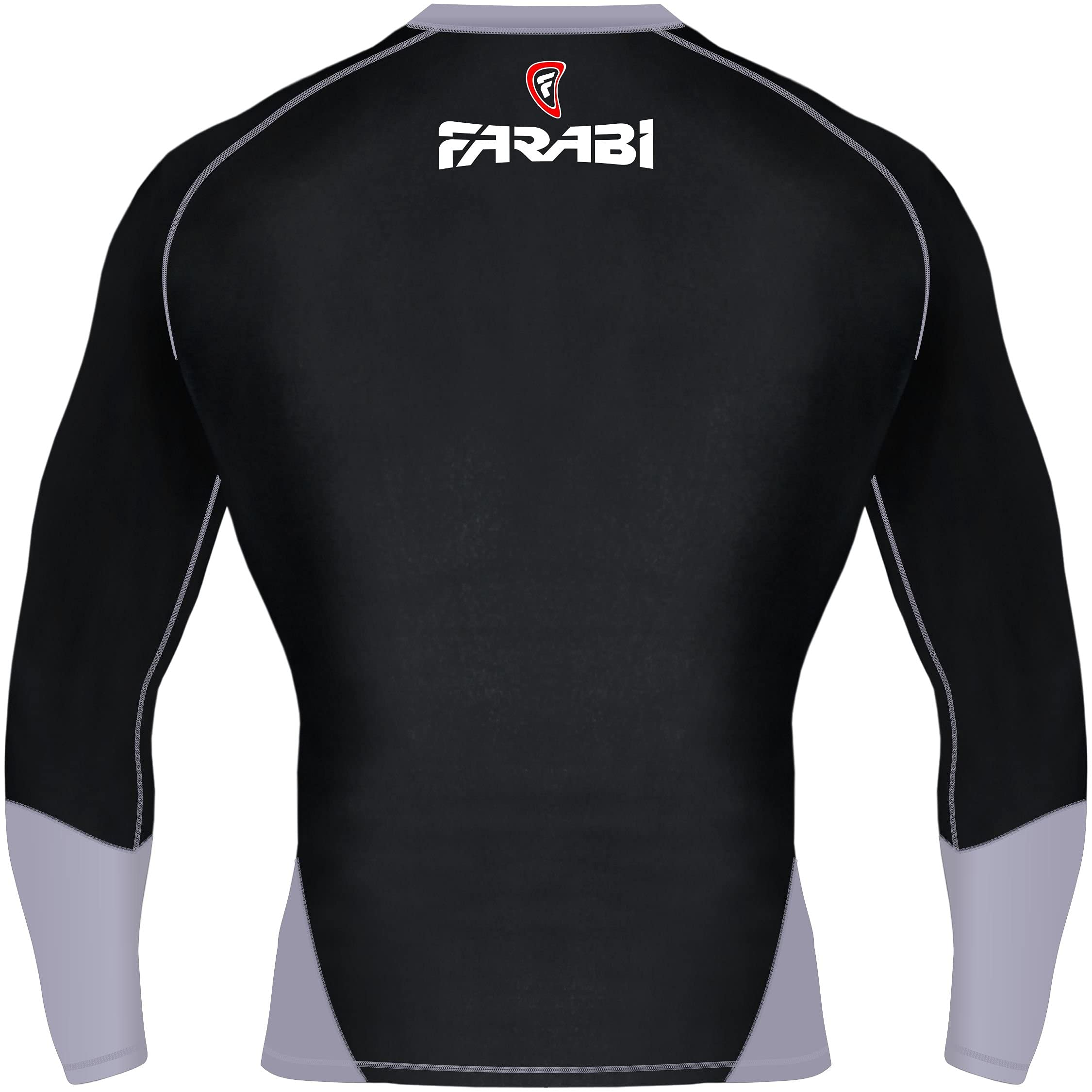 MMA Rash Guard Compression Top, Gym Training Body Armour, BJJ Base Layer Top, MMA Boxing Kickboxing Training Top (Black/Grey, X-Large)