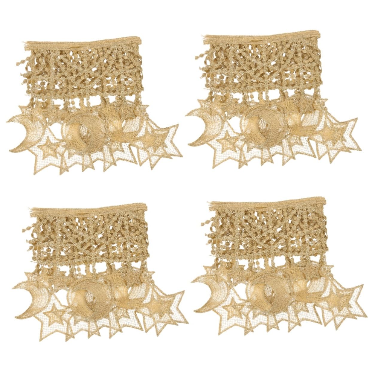 TEHAUX 4piezas Cinta De Encaje Diseño De Estrellas y Adorno Para Manualidades y Ropa Trim De Para Costura