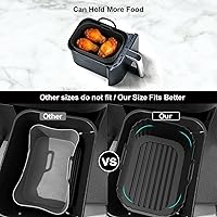 Vista 5 de Paquete de 2 forros de silicona para freidora de aire, reutilizables, compatibles con Ninja Foodi DZ201, DZ401, DZ550, DZ302, COSORI 9QT, Chefman